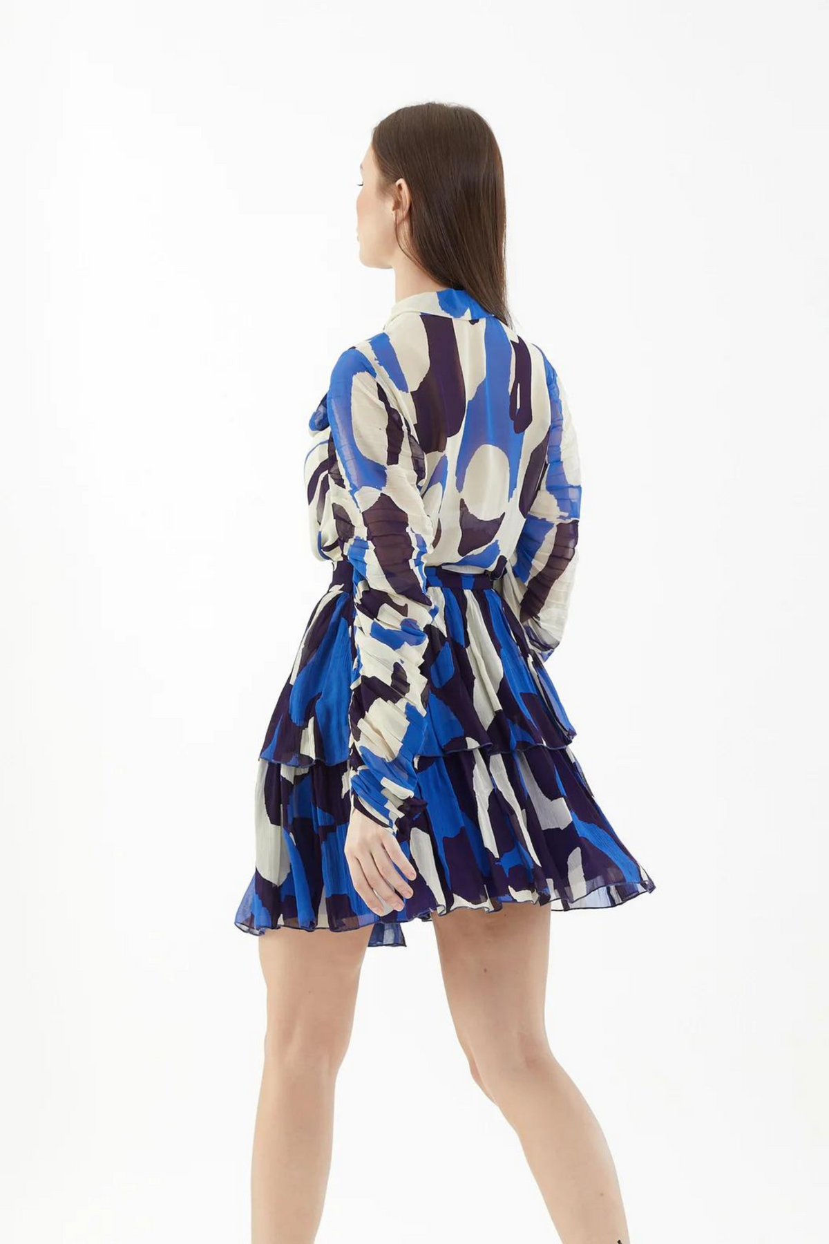 Blue And White Abstract Short Skirt