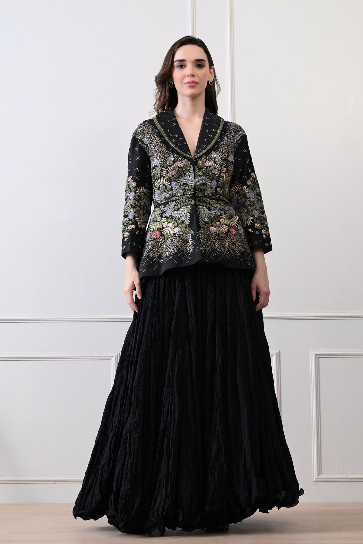 Black Zardozi Embroidered Jacket Set