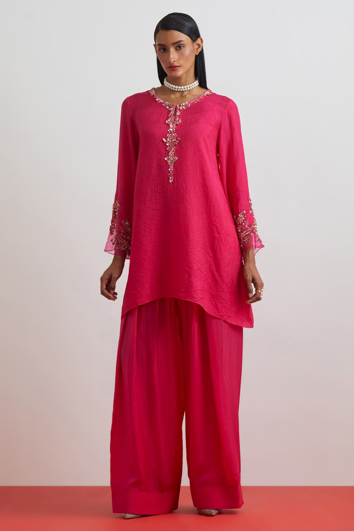 Embroidered Beaded Tunic Set