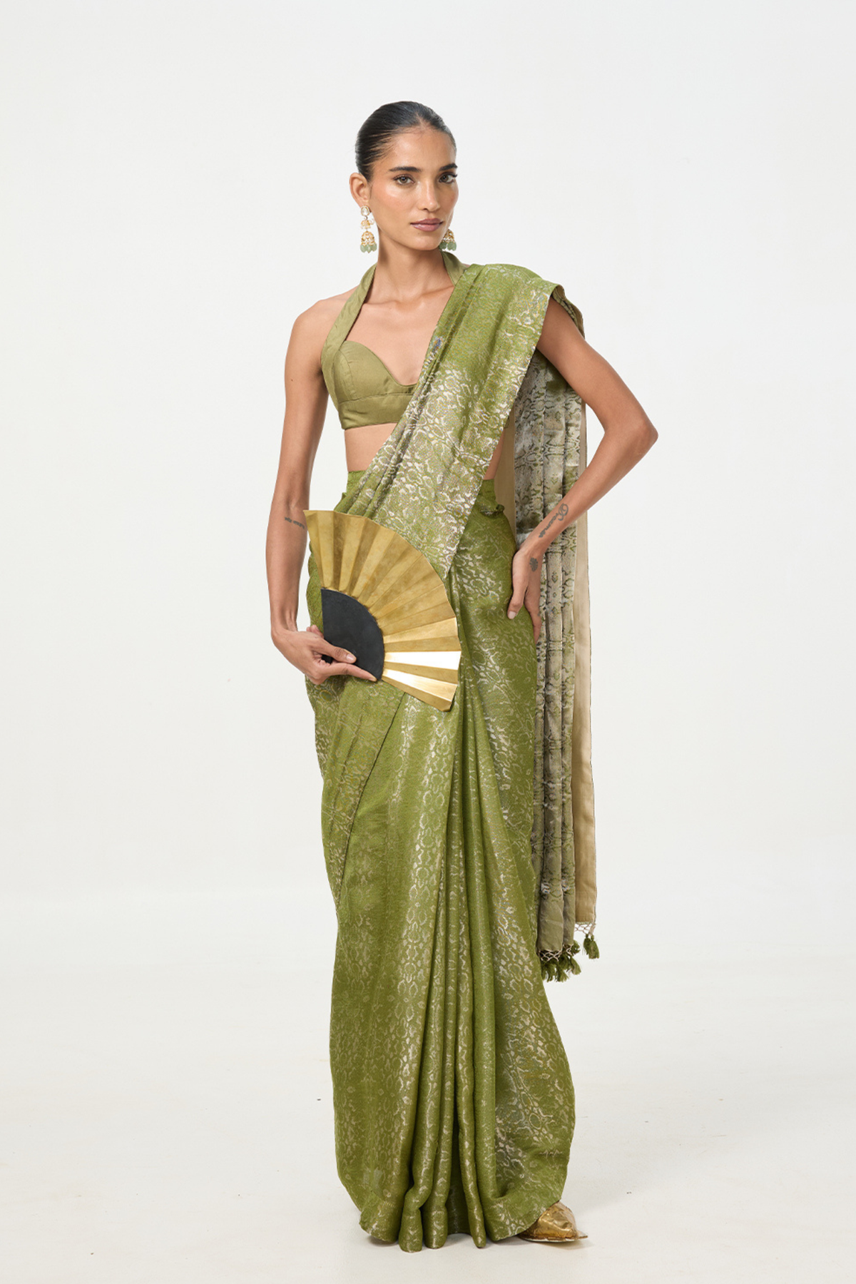 Sage Green Tissue Saree