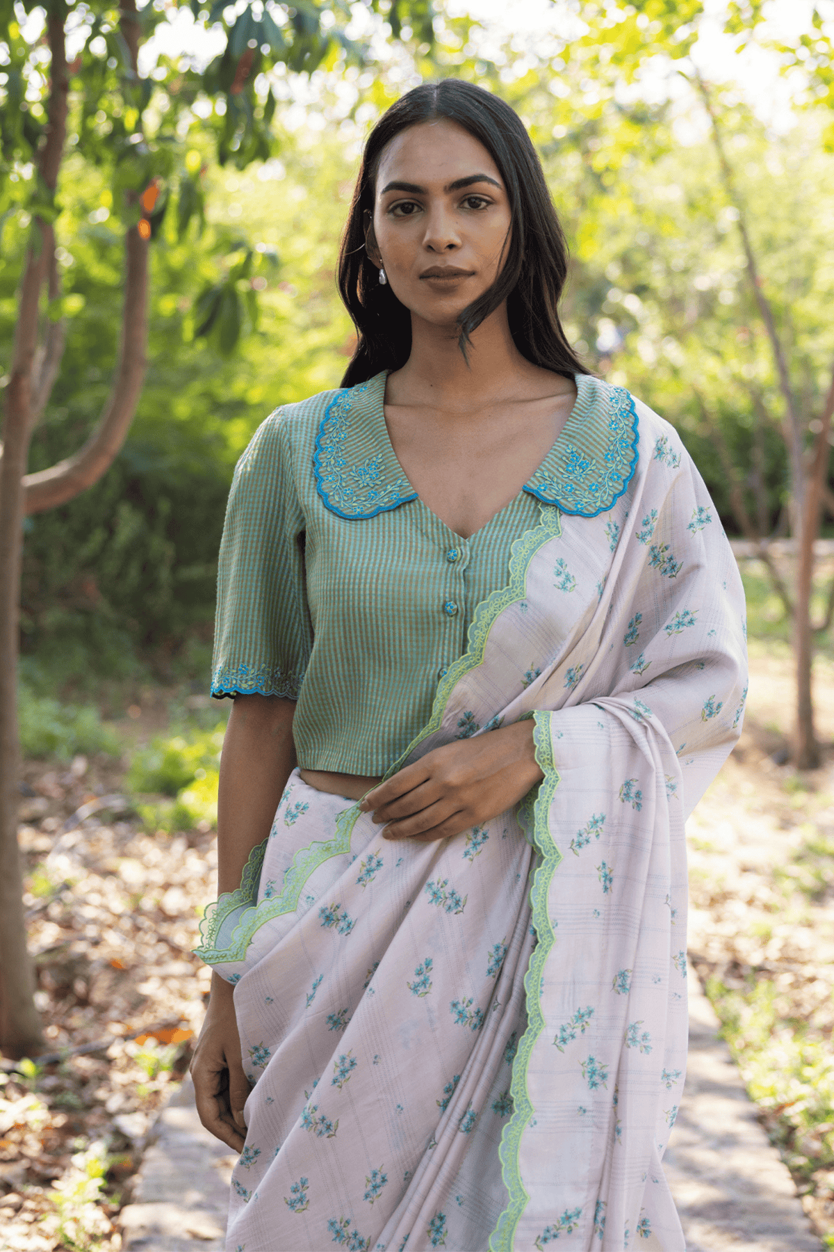 Sweet Caress Embroidered Green Blouse