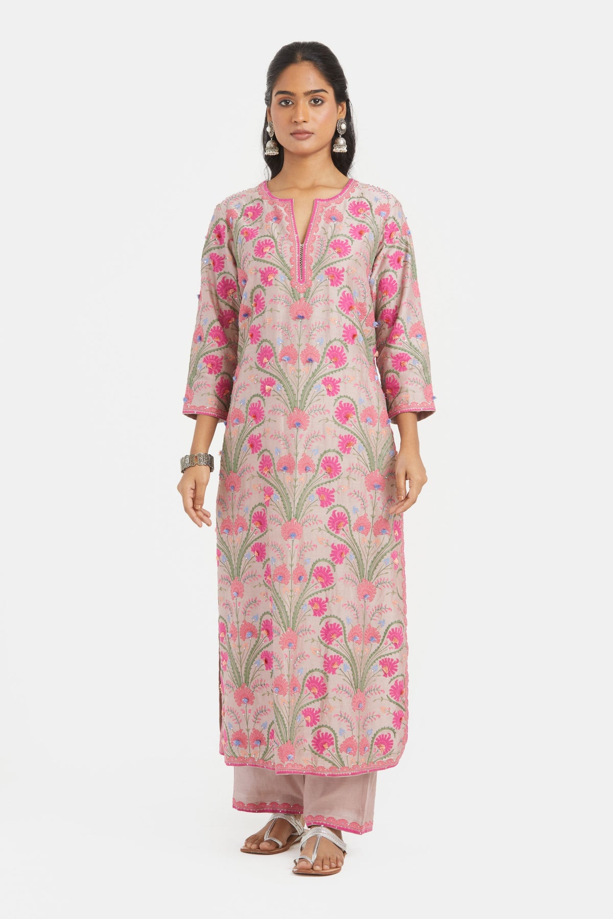 Appliqué Floral Lilac Kurta Set