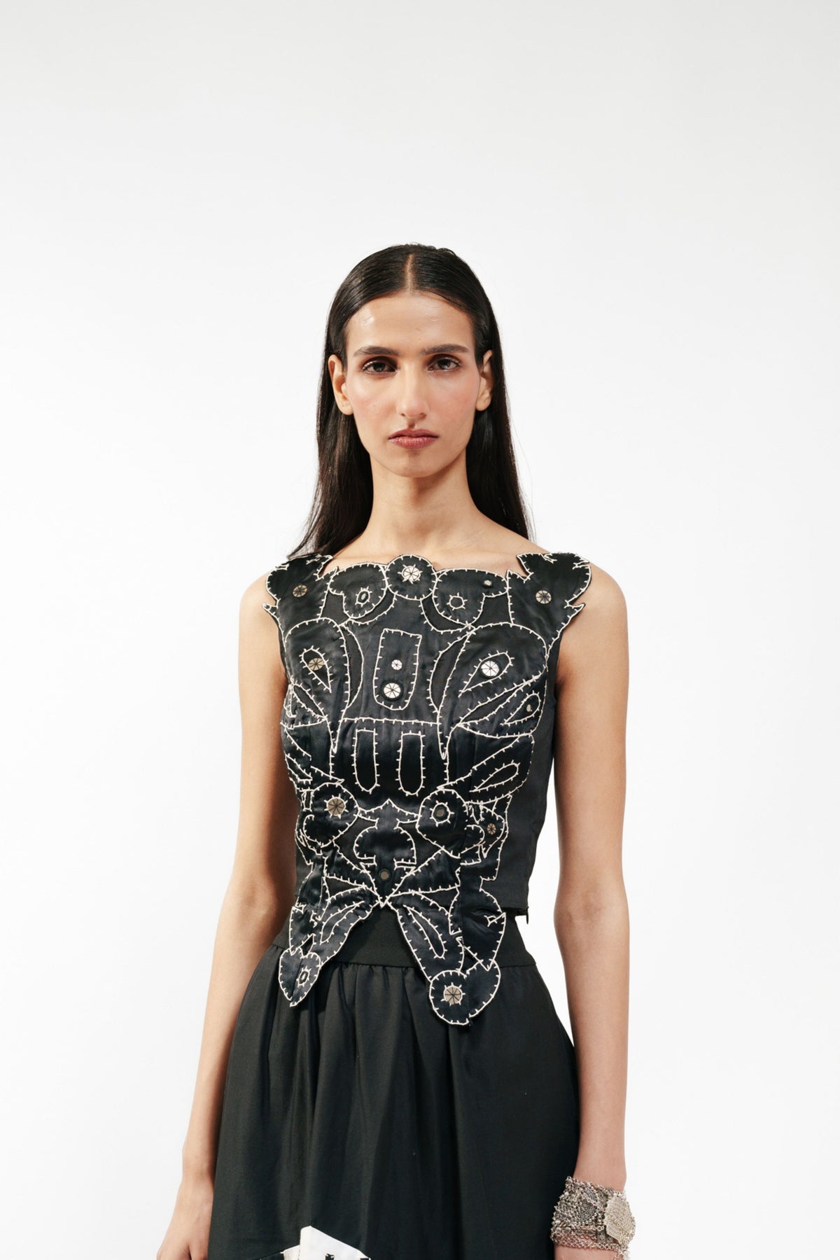 Monochrome Appliqué Skirt