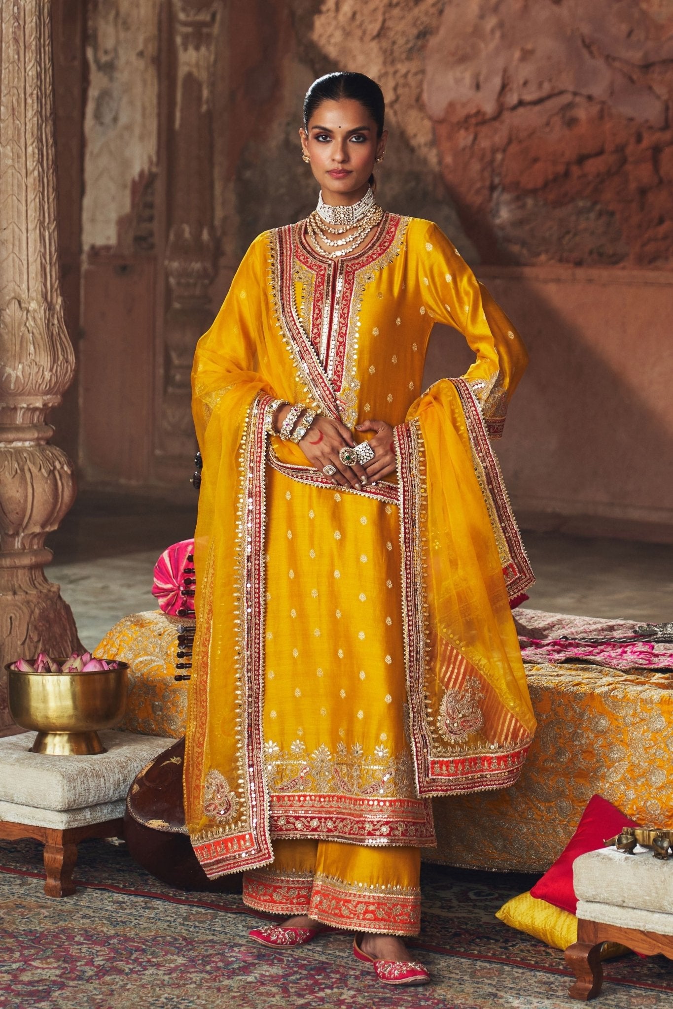 Sobia Mustard Kurta Set - Sheetal Batra - Elahe