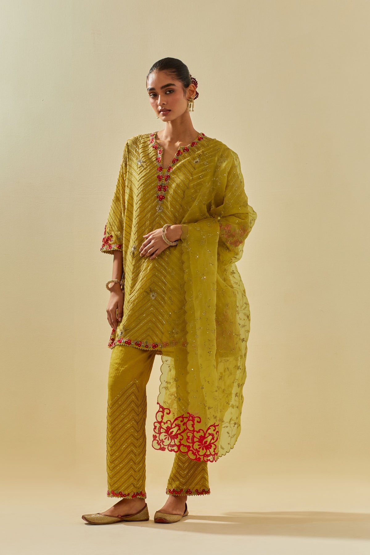 Yellow Kalidar Kurta Set