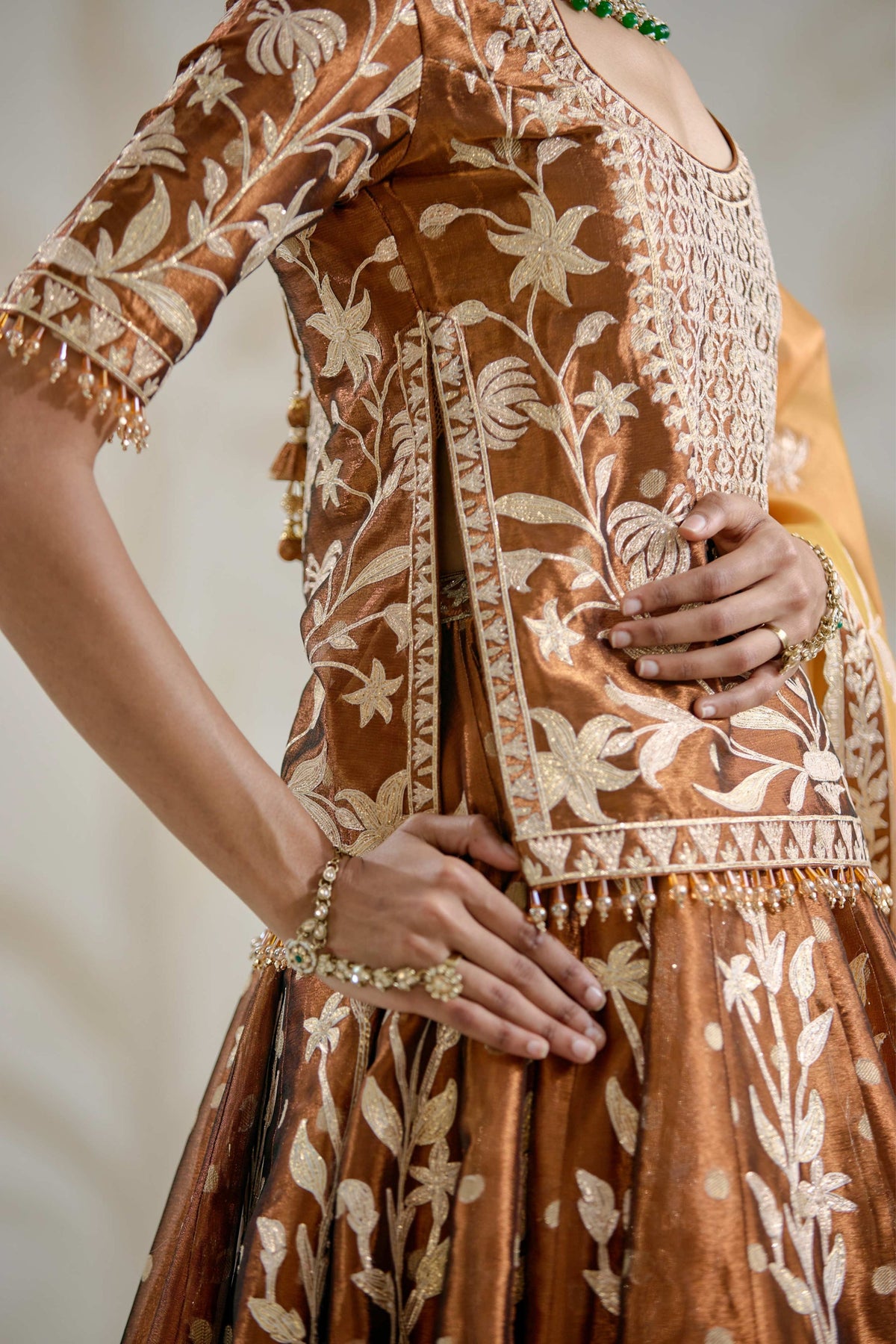 Coffee Brown Kurti-lehenga Set