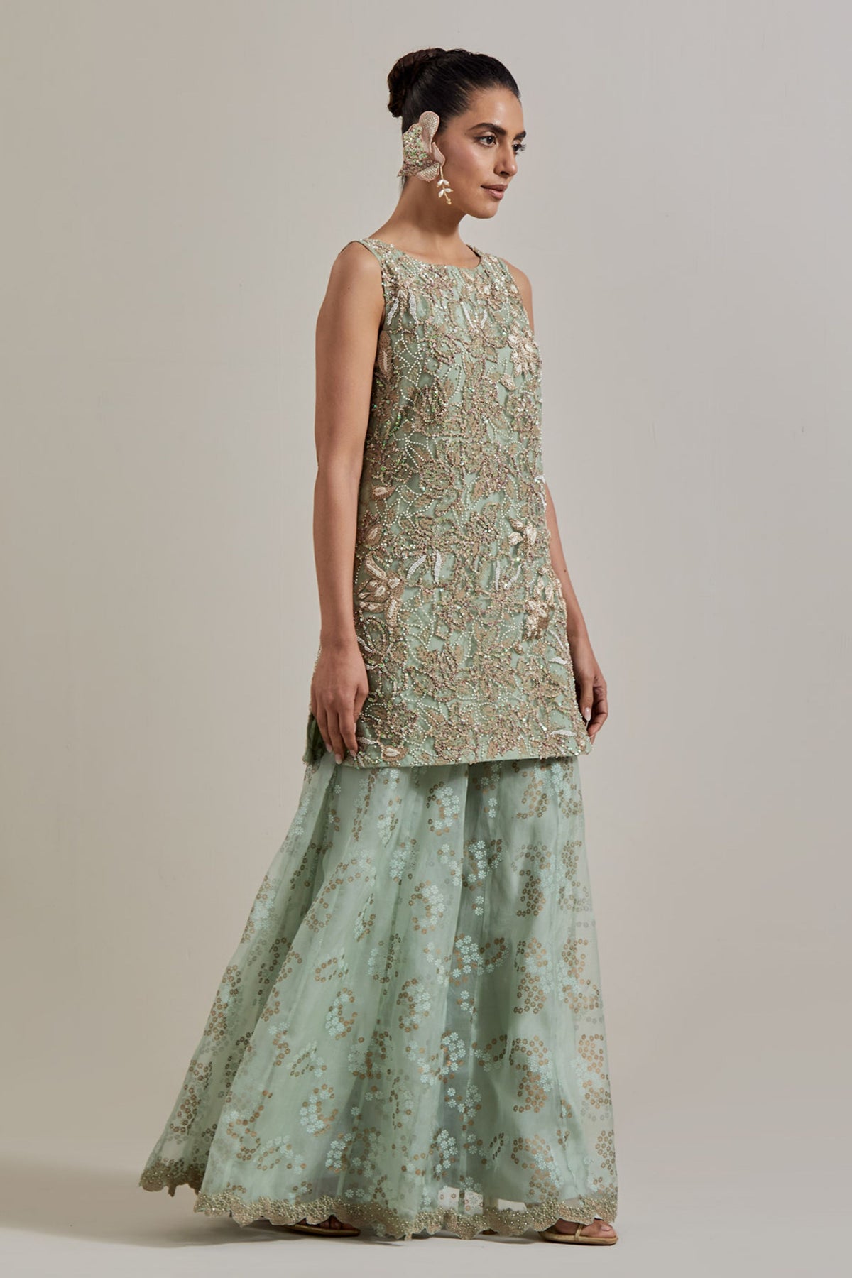 Green Sharara Set