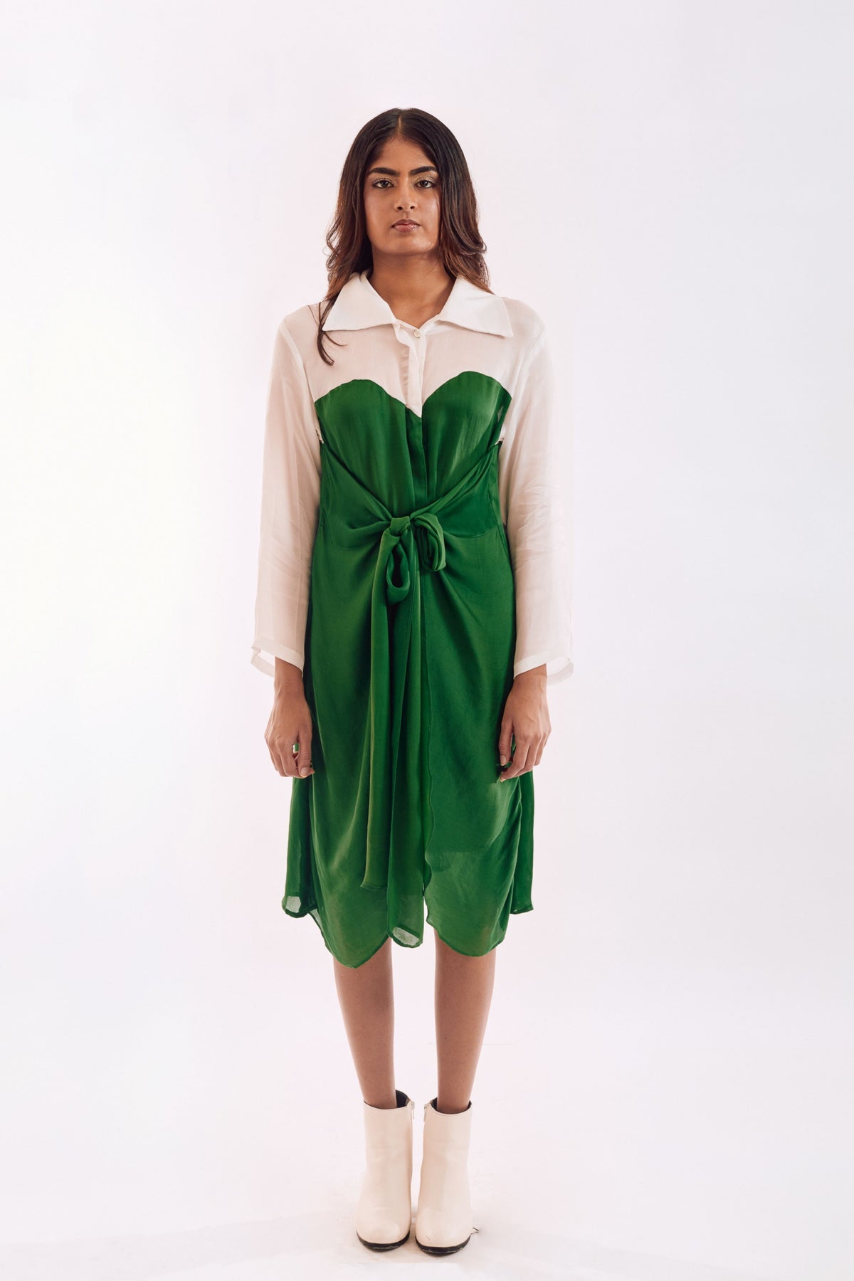Green Half Tie Dress