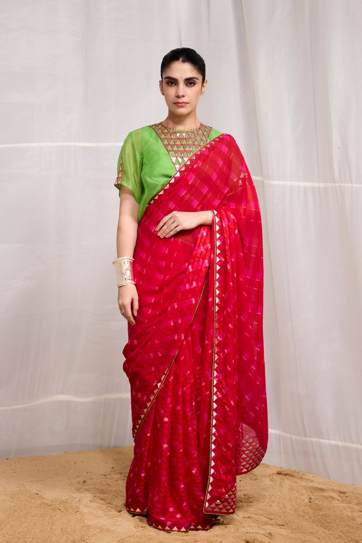 Red Ret Saree Set