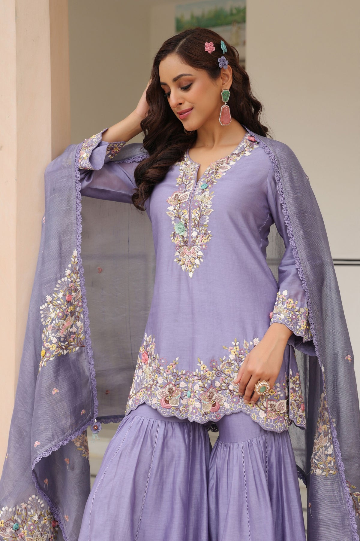 Gulzar Lilac Sharara Set