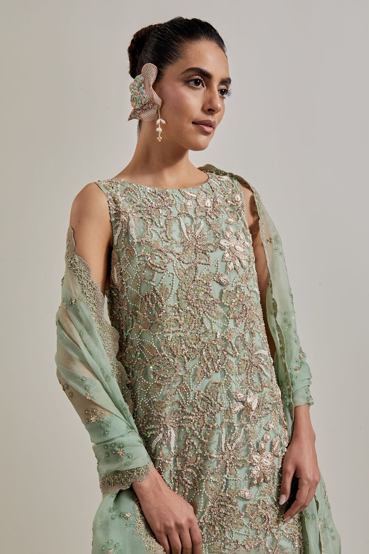Green Sharara Set