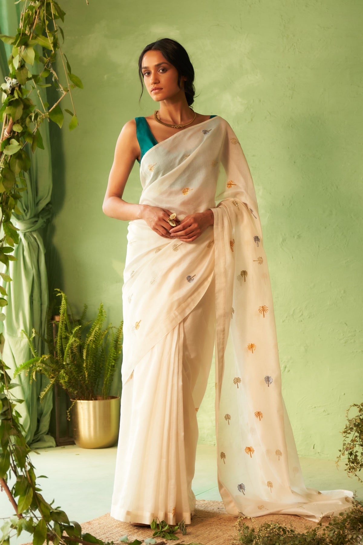 Peacock Green Saree Set