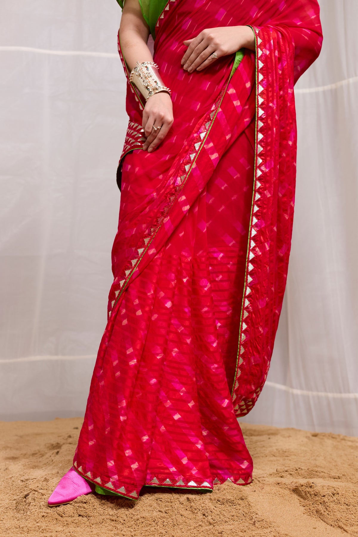 Red Ret Saree Set
