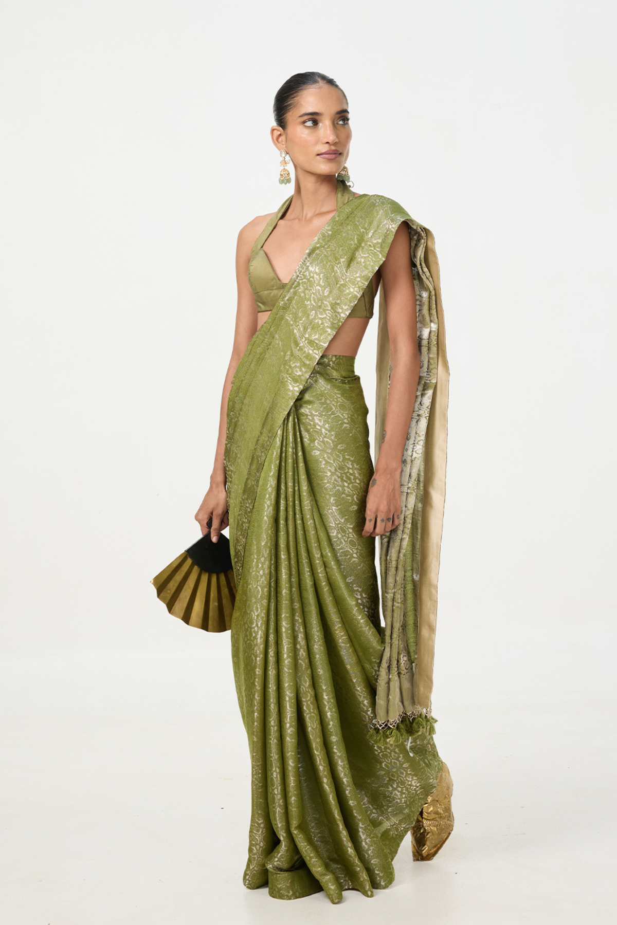 Sage Green Tissue Saree