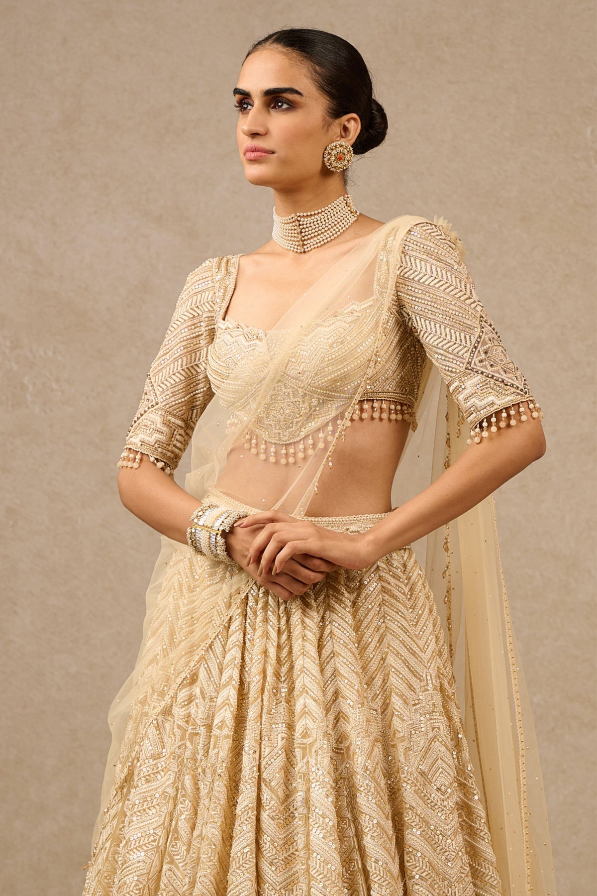Ivory Cutdana Lehenga