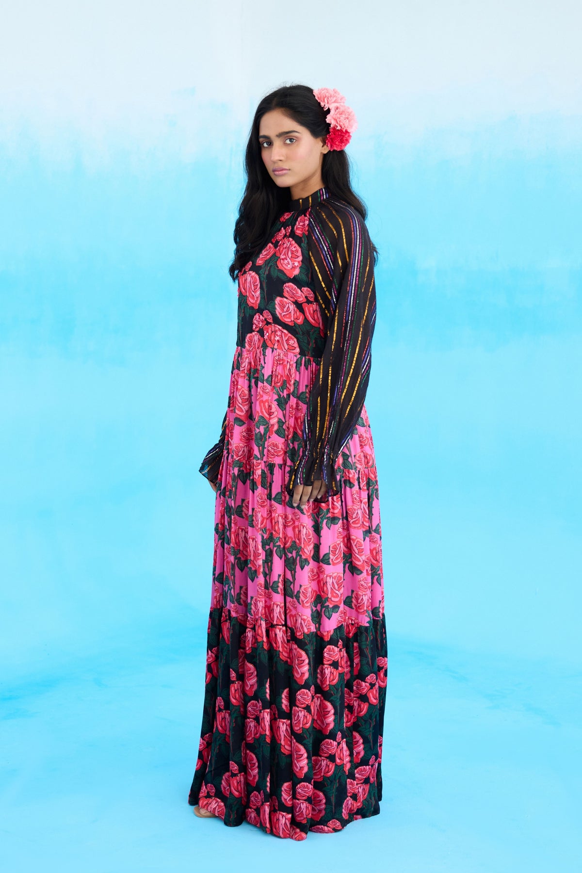 Pink Rose Tier Maxi Dress