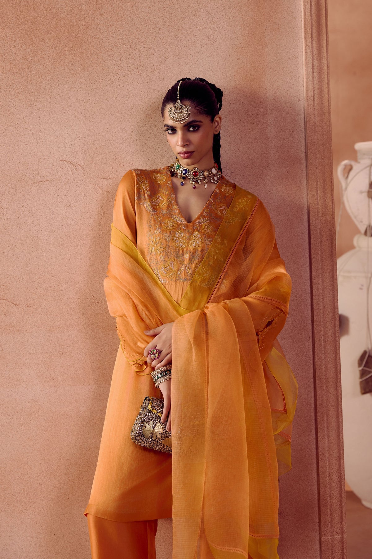 Rust Orange Kurta Set