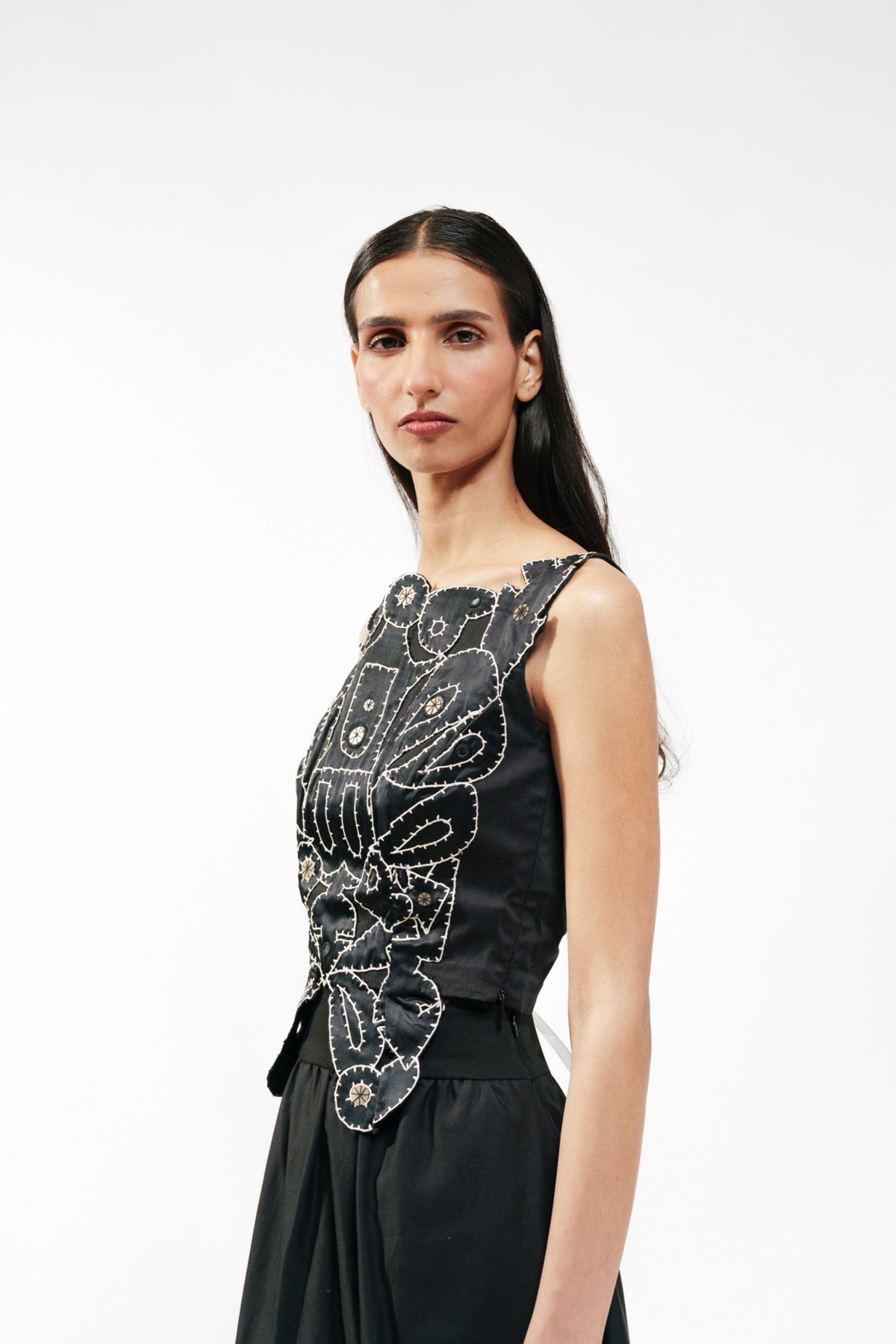 Monochrome Appliqué Skirt