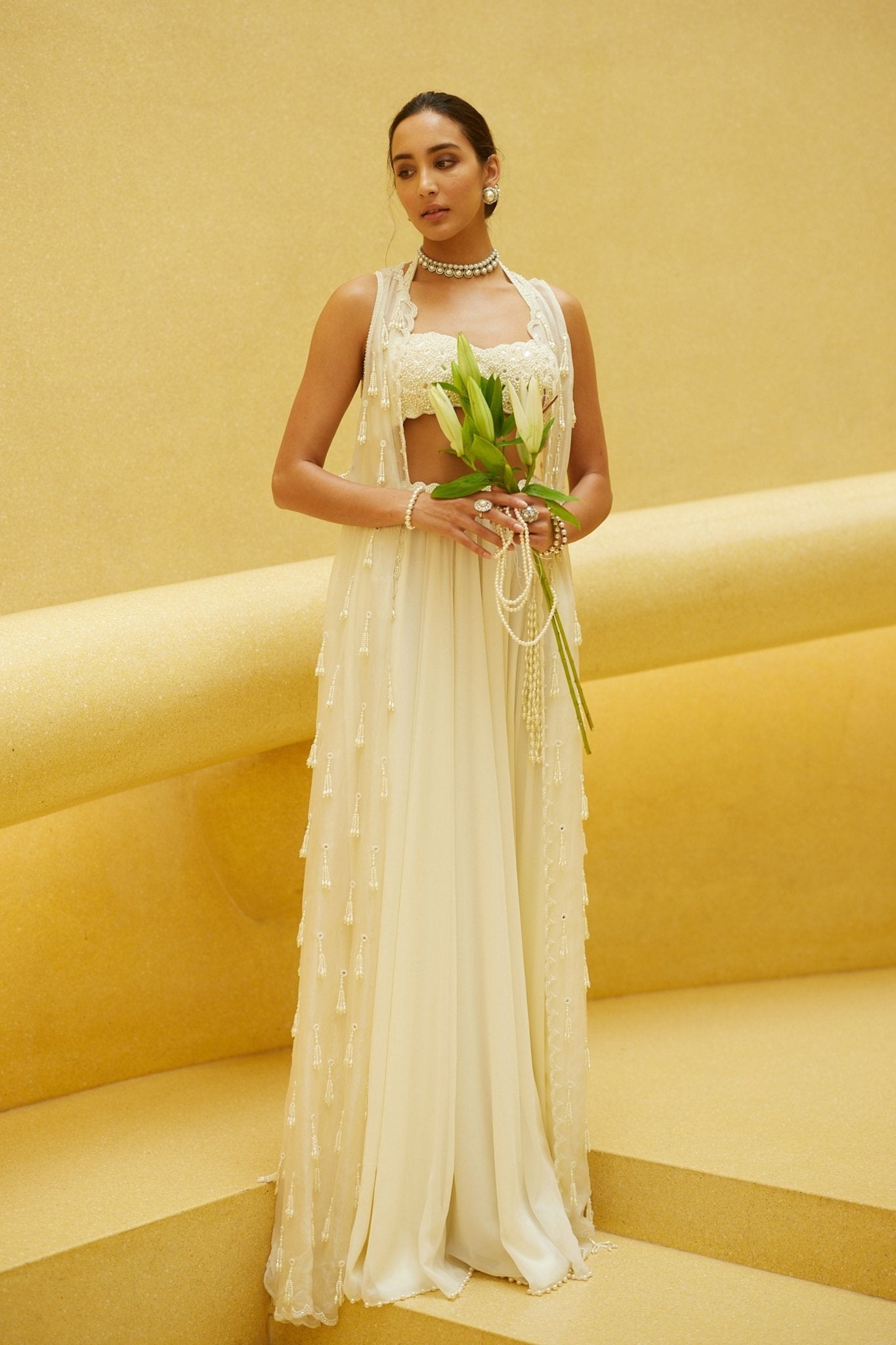 Pearl and Mirror Jacket Set - Vvani by Vani Vats - Elahe