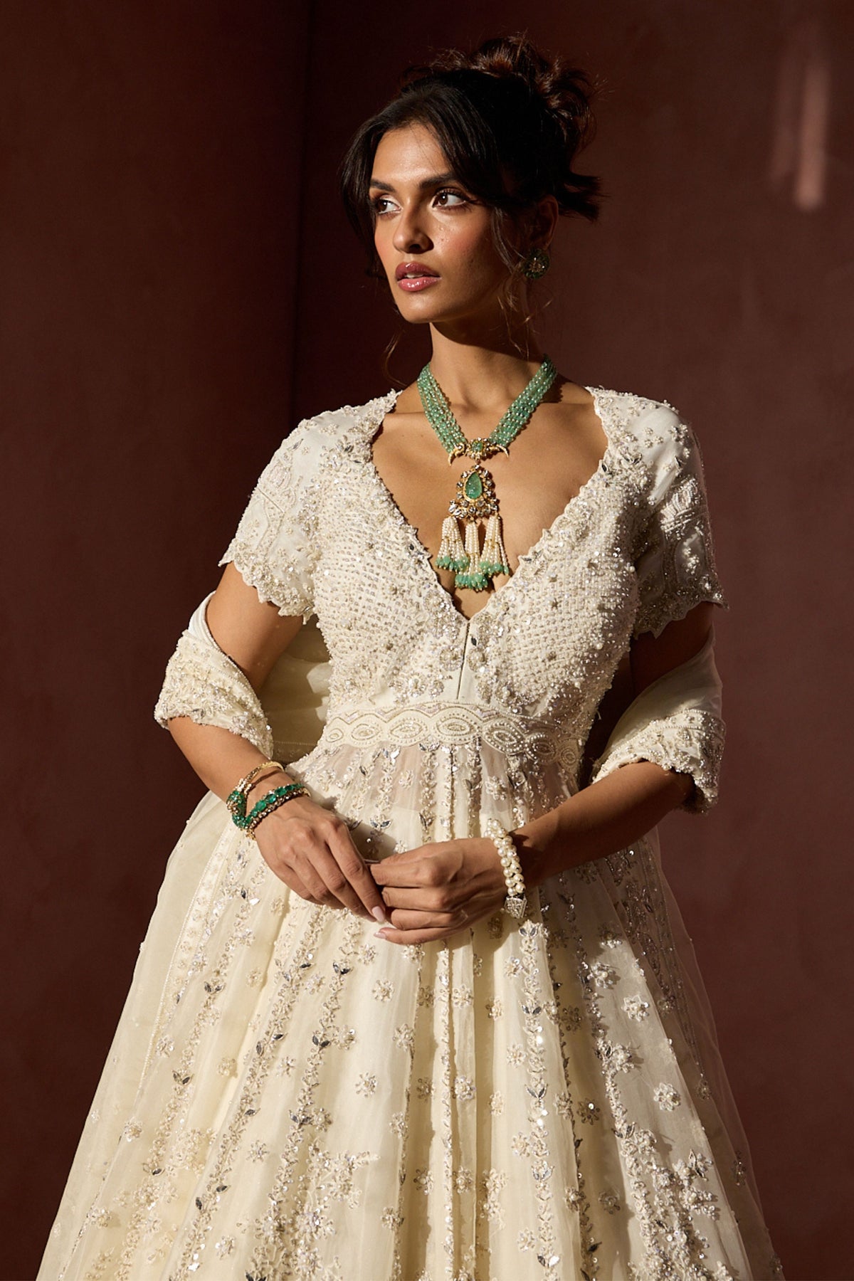 Off White Kalidar Lehenga Set