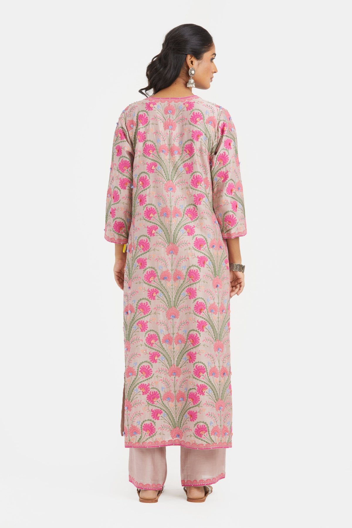 Appliqué Floral Lilac Kurta Set