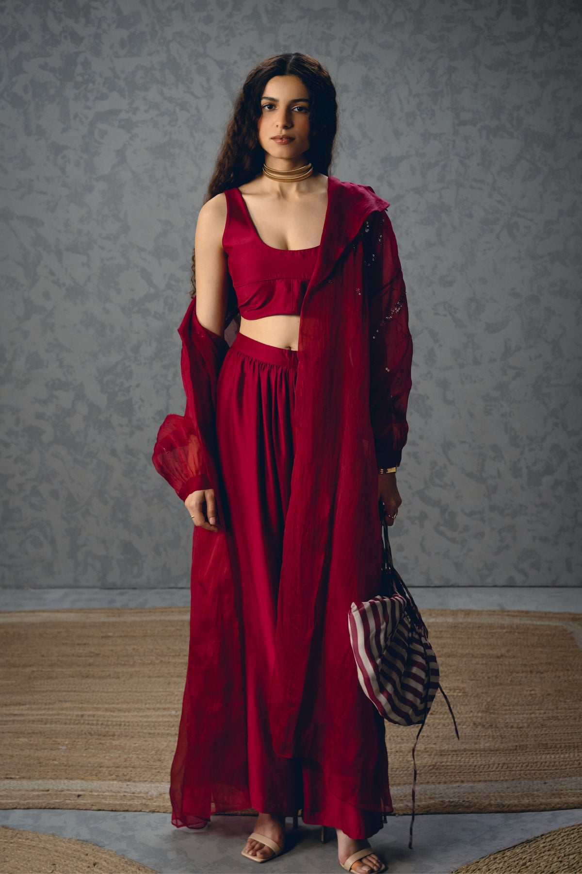 Nami Maroon Jacket Set