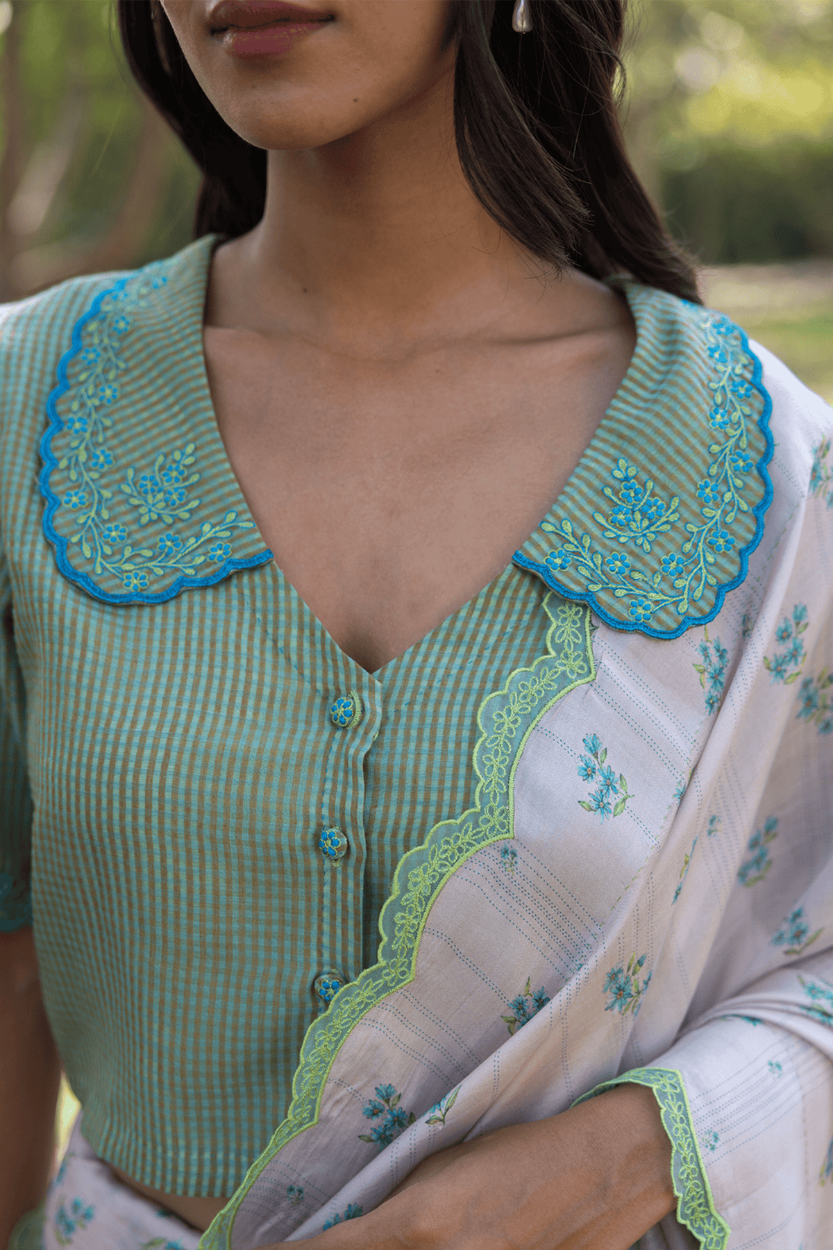 Sweet Caress Embroidered Green Blouse