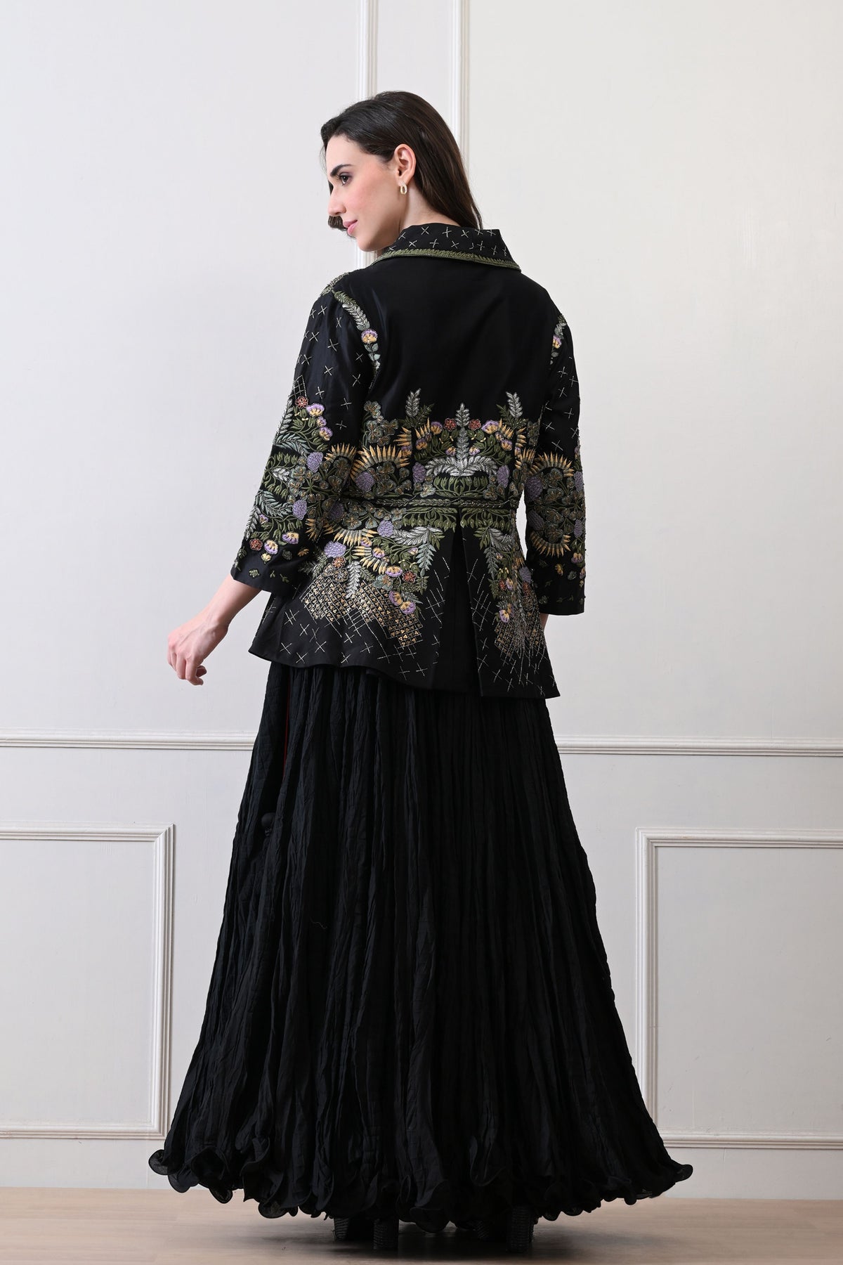 Black Zardozi Embroidered Jacket Set