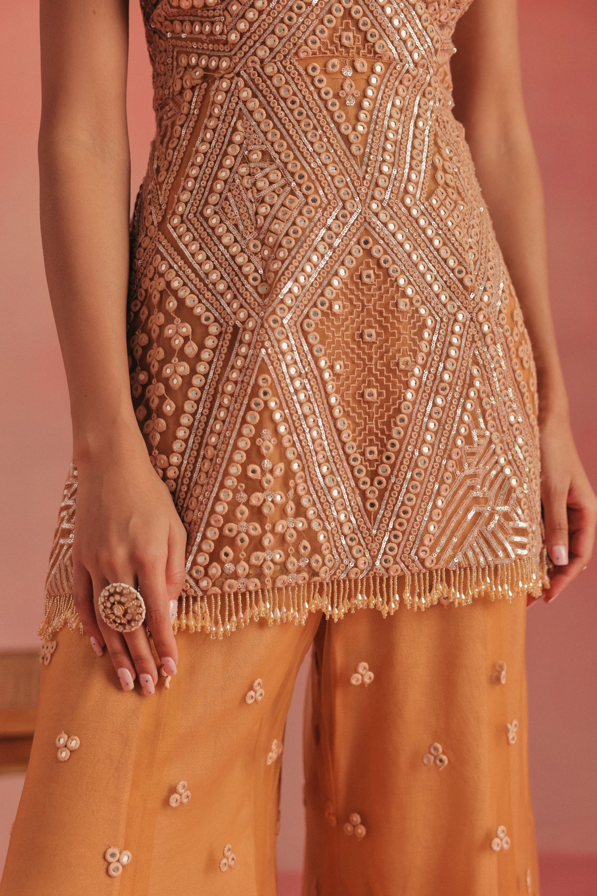 Backless Peplum Sharara Set