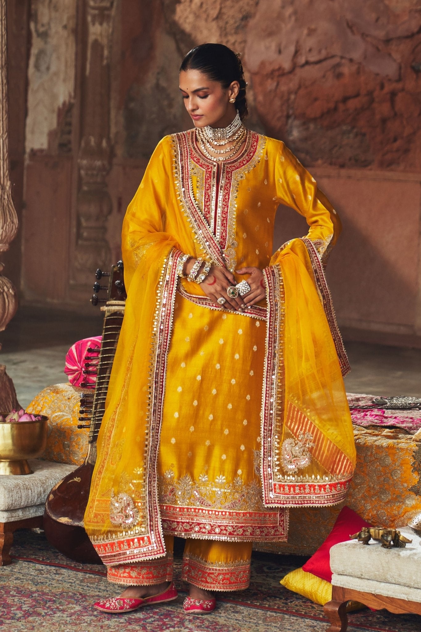 Sobia Mustard Kurta Set - Sheetal Batra - Elahe