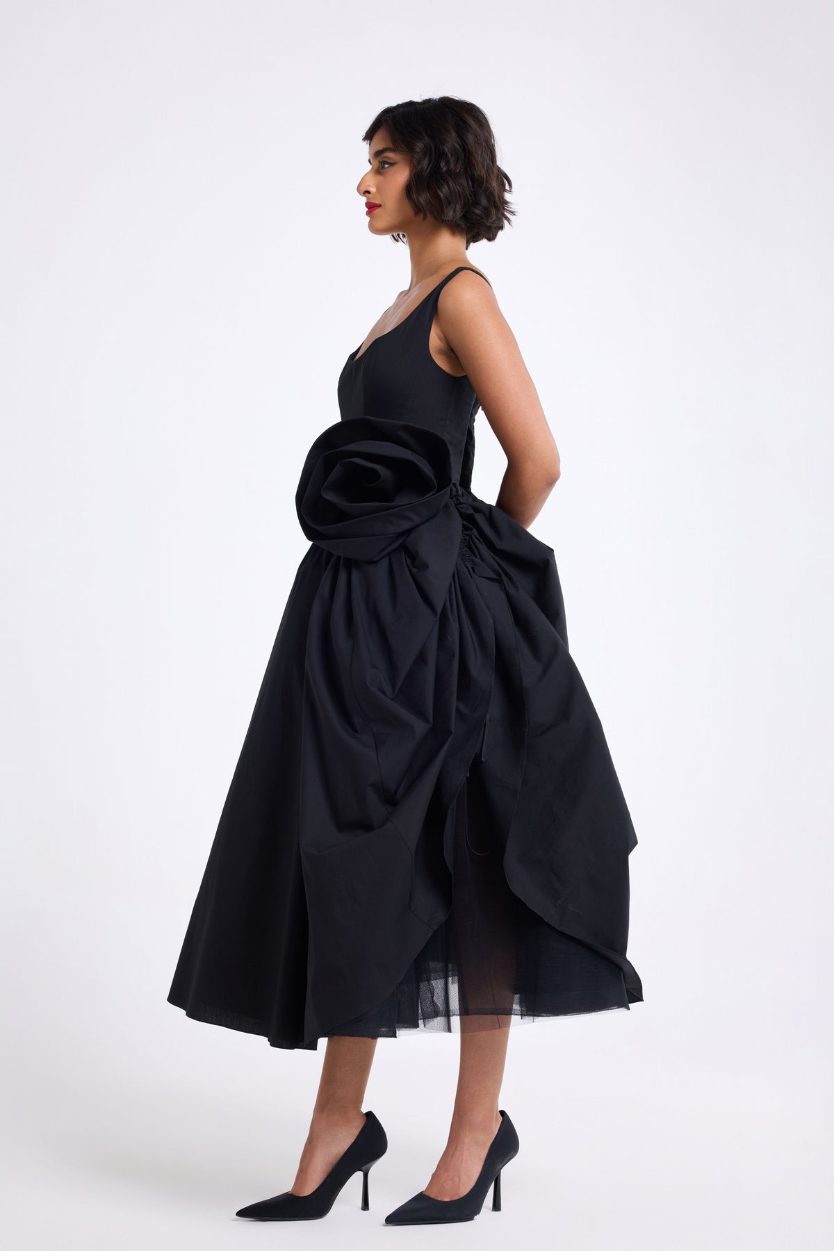 Black U-Neck Midi