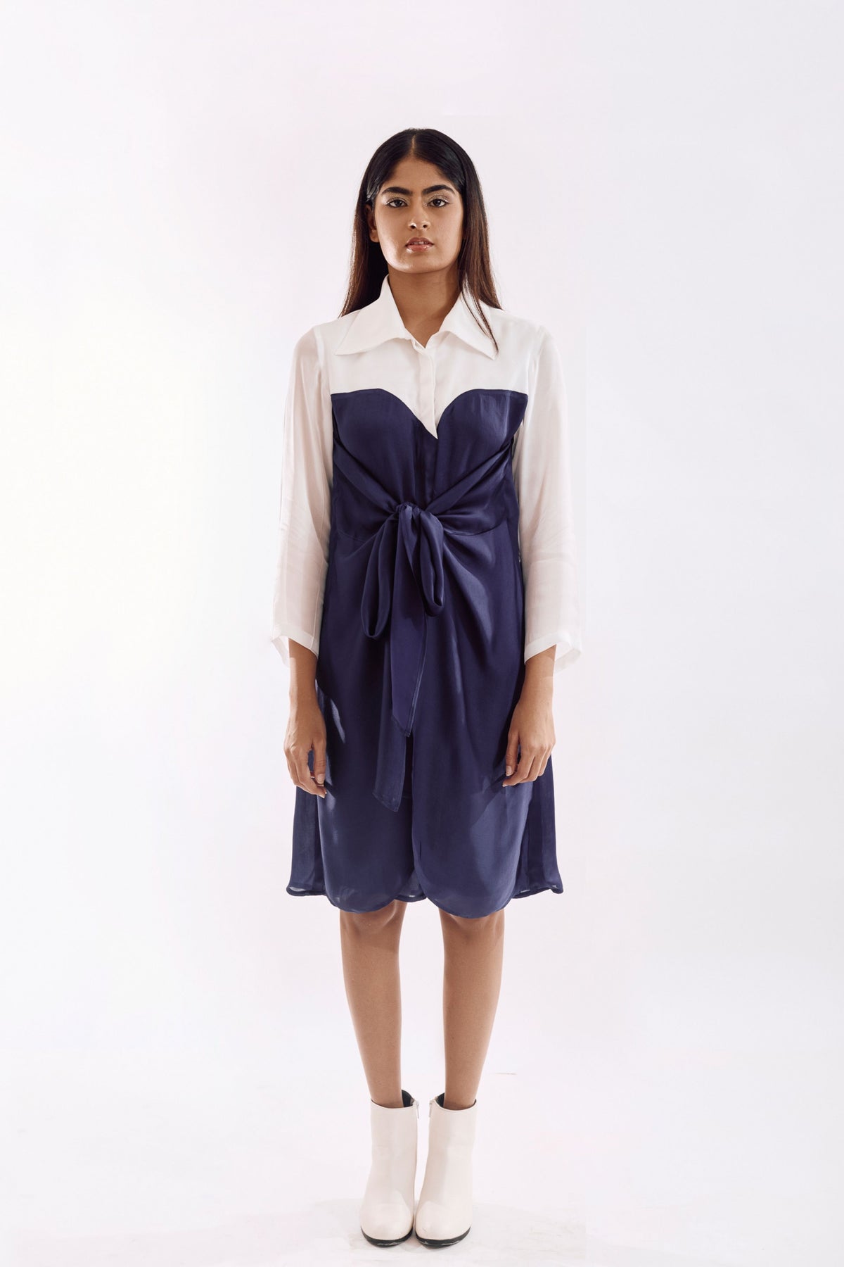 Indigo Half Tie Dress