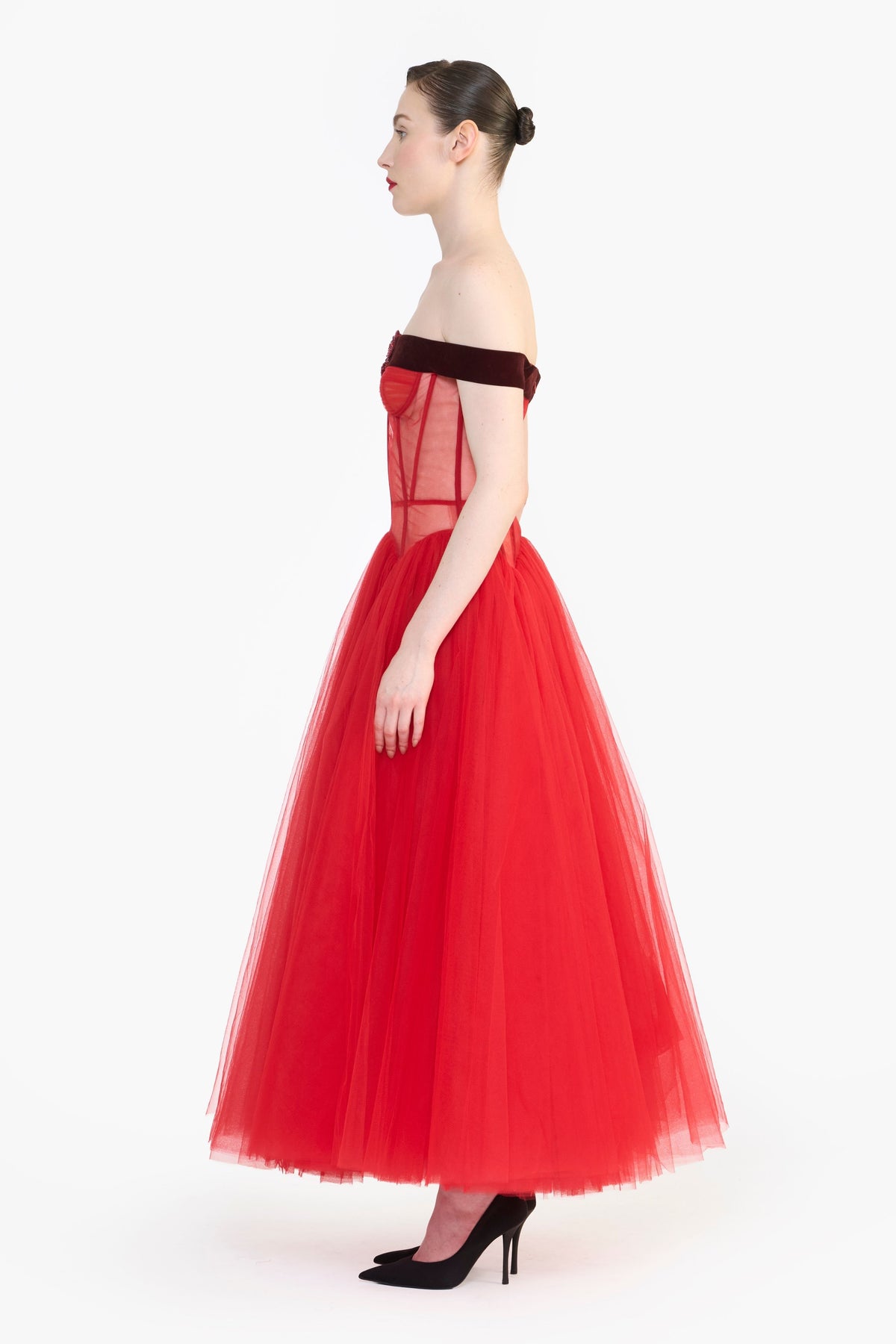Drop Waisted Corseted Midi Dress