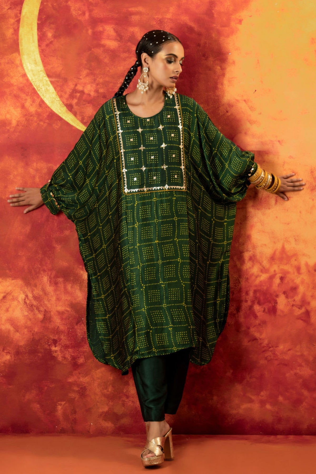 Sitara Green Kaftan Set