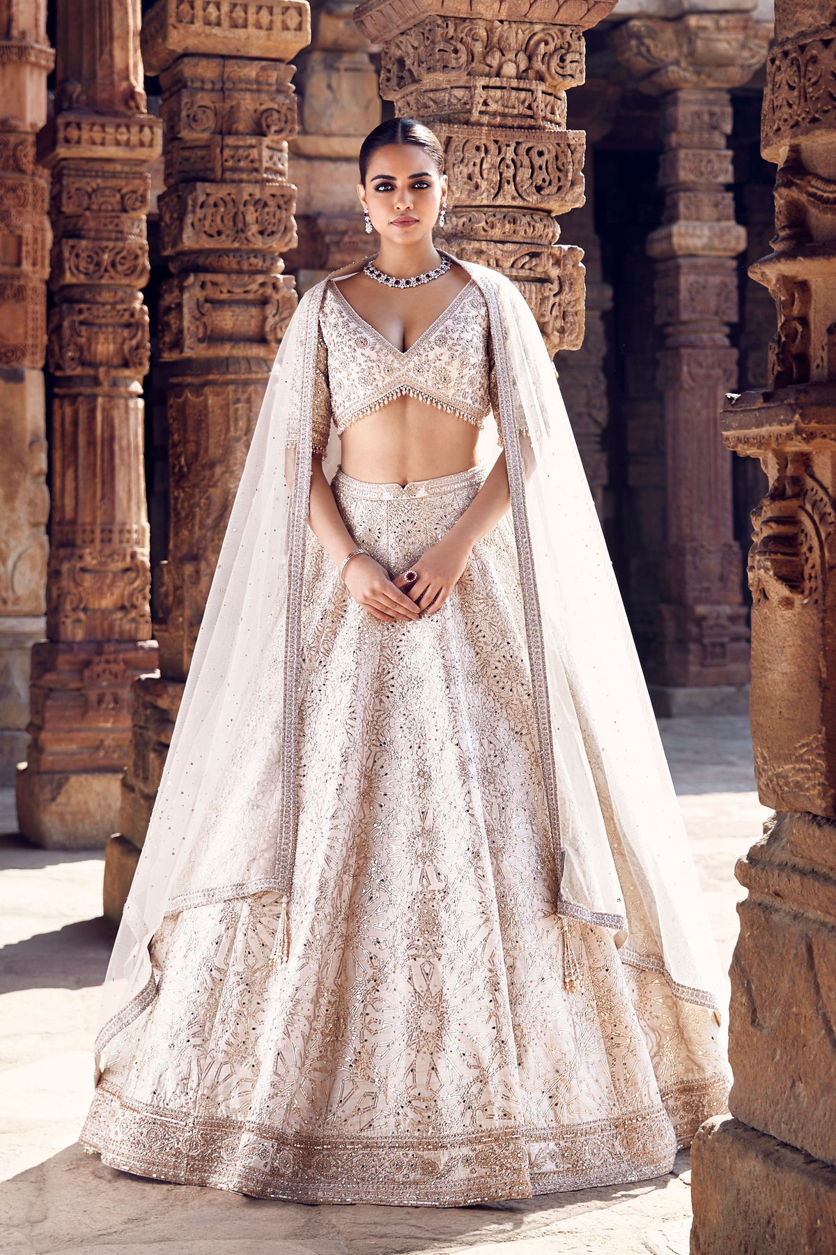 The Turkish Gota Ekru Lehenga Set