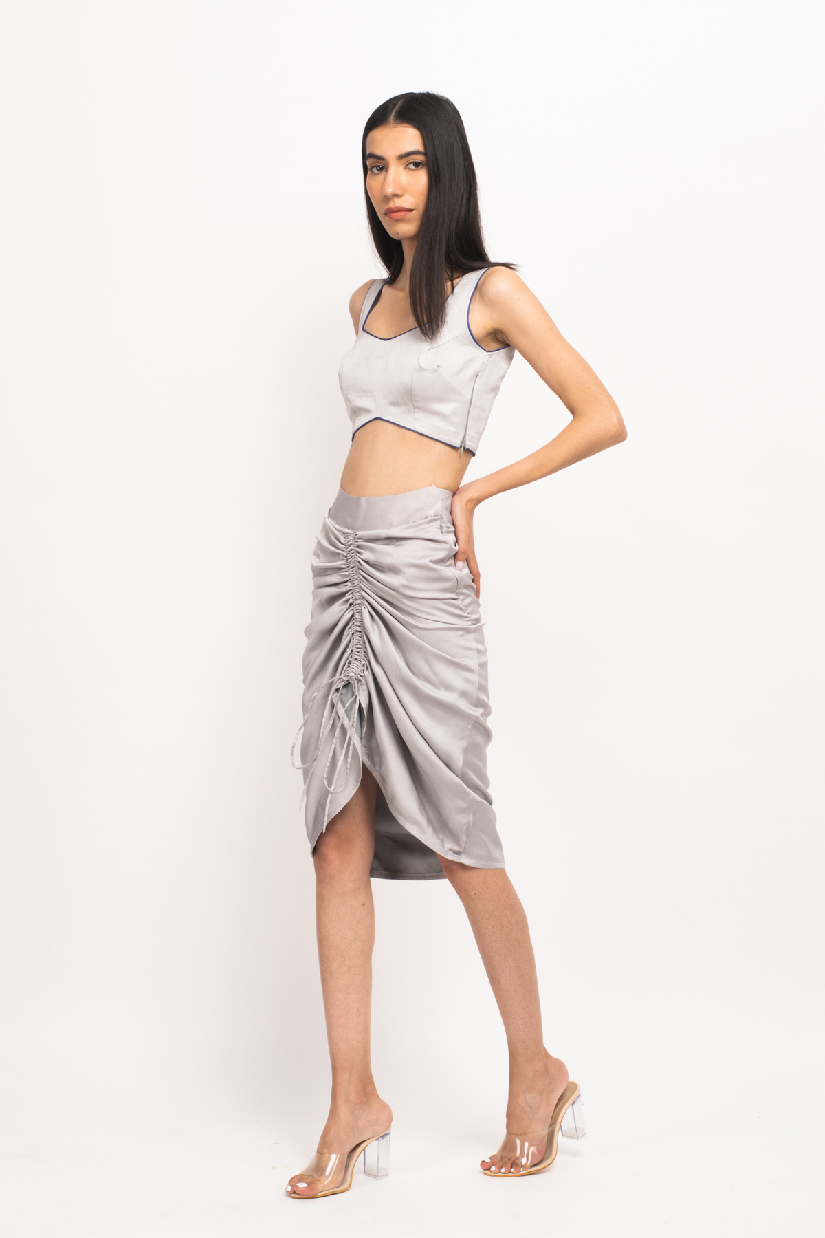 Grey and Blue Bustier Skirt Set