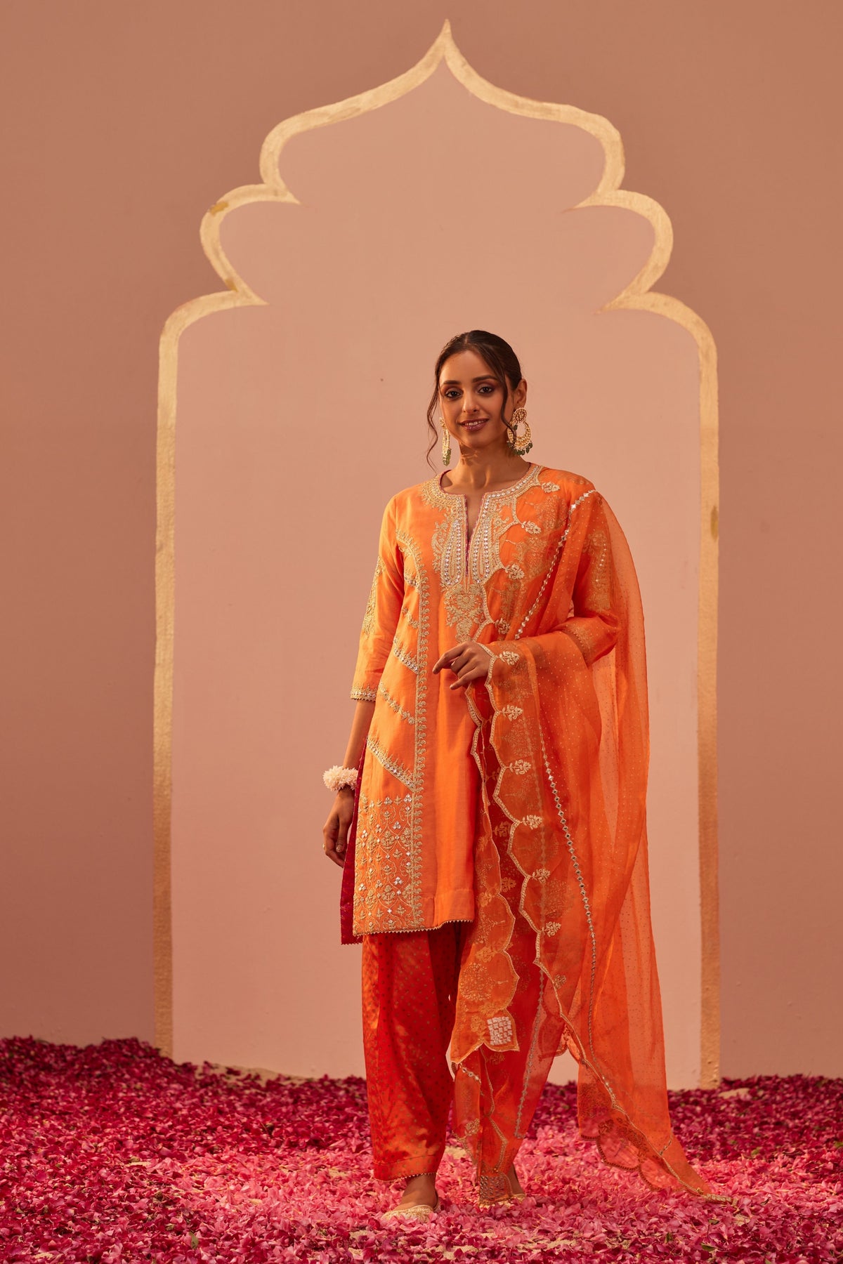 Rashida Orange Kurta Set