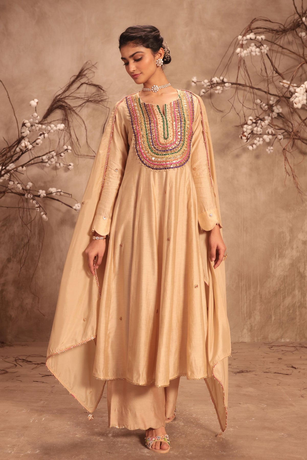 Ivory Anarkali Set