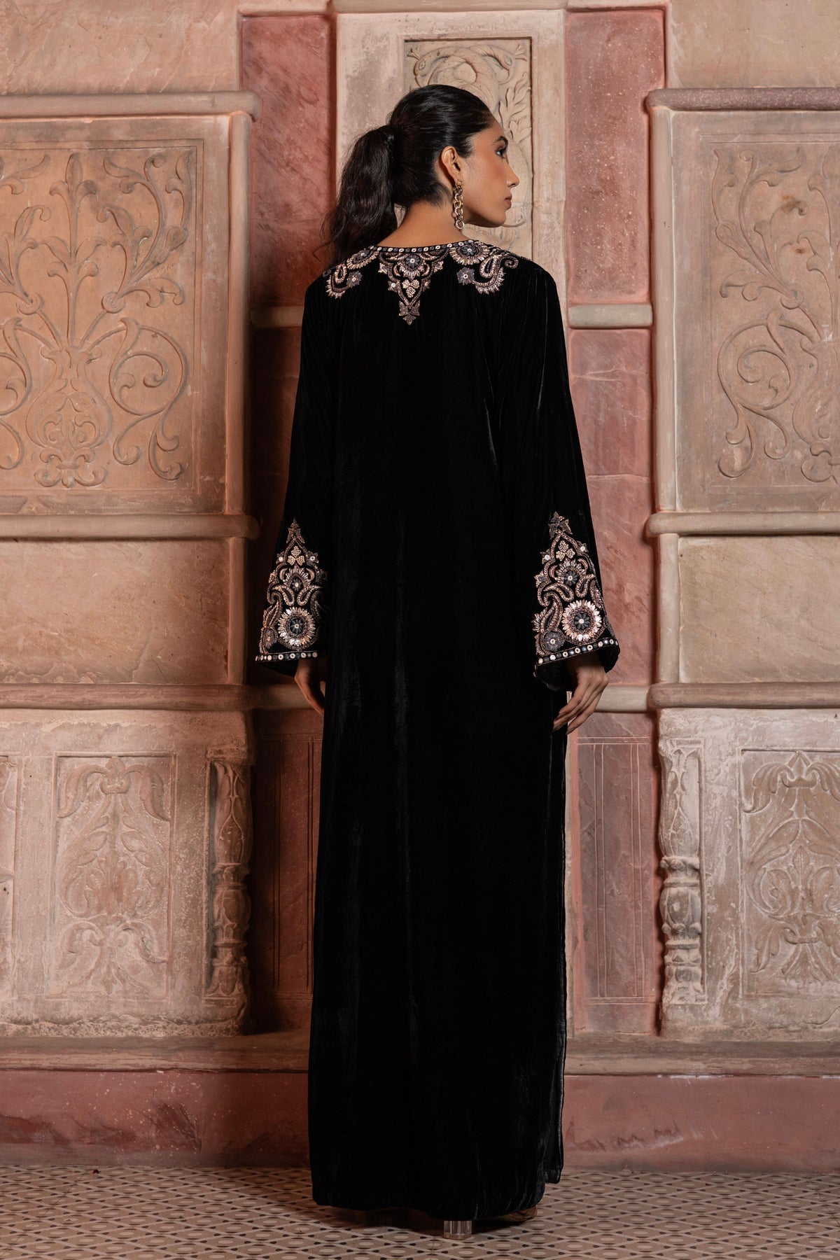 Black Embroidered Kaftan