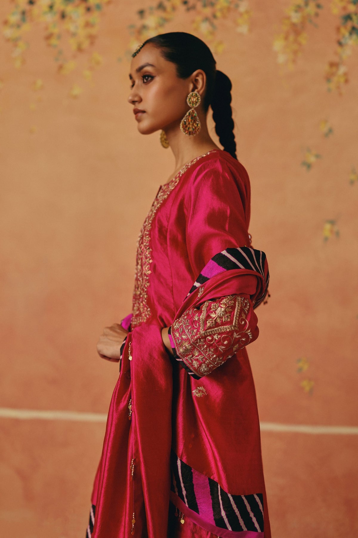Red Rani Short Anarkali Set