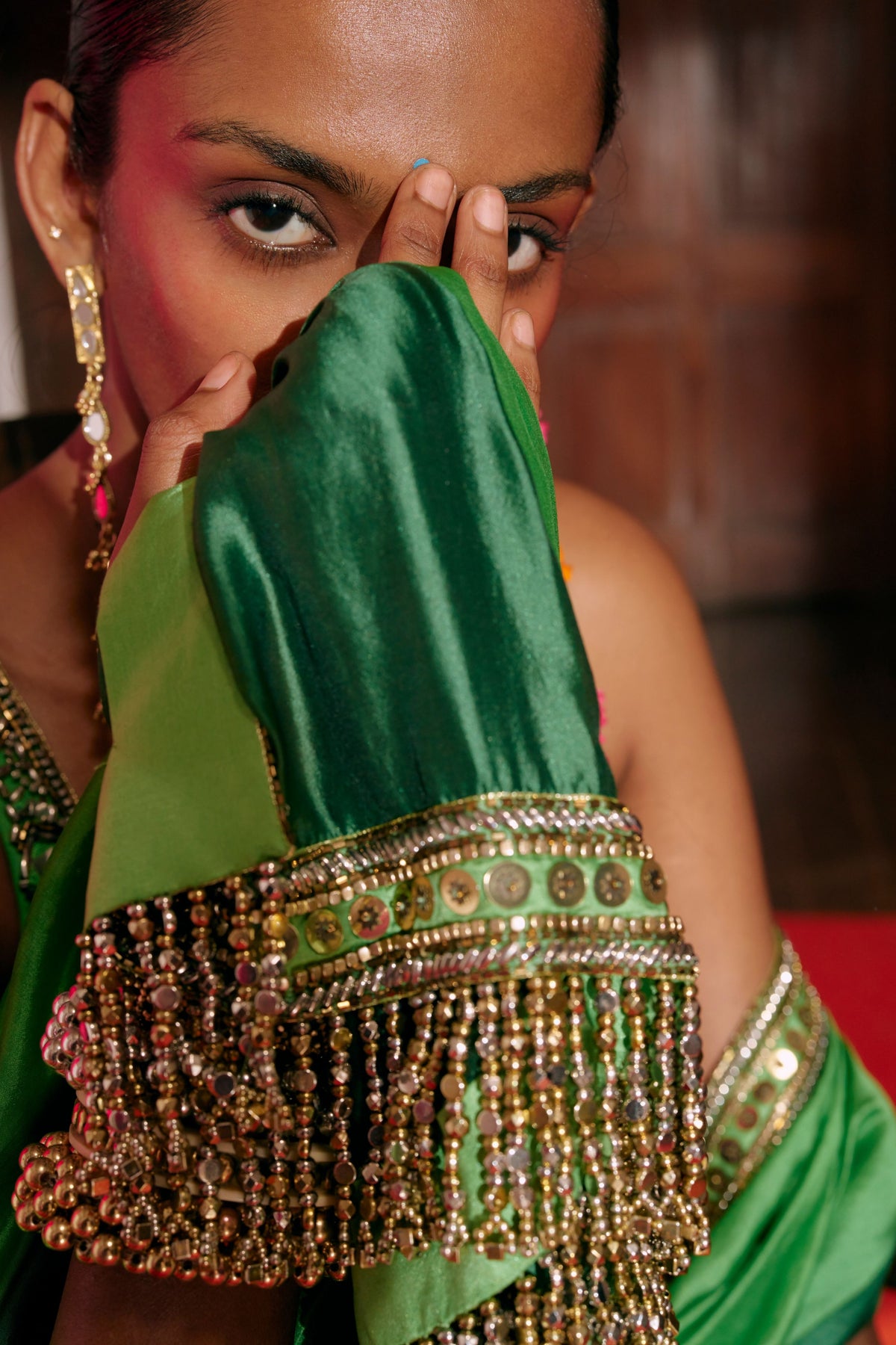 Green Ombre Saree Set