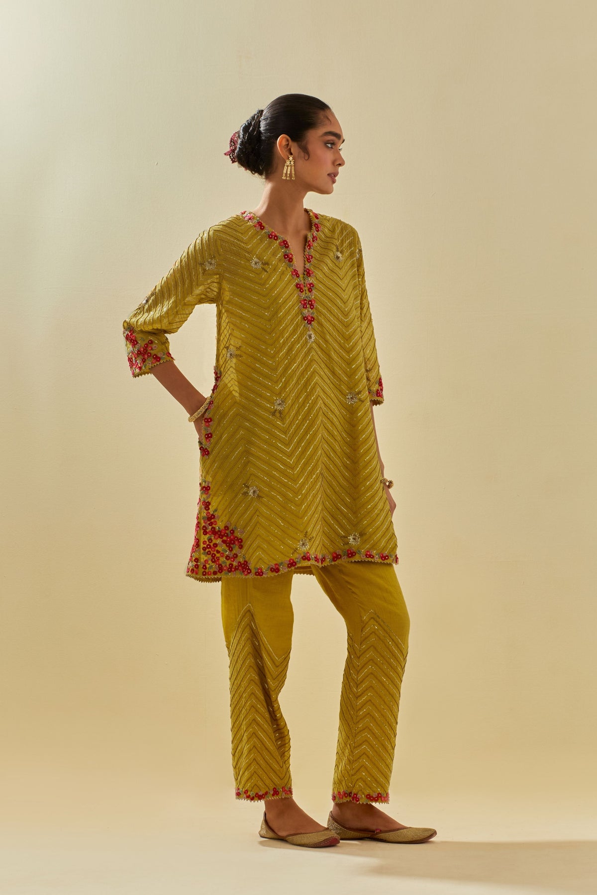 Yellow Kalidar Kurta Set