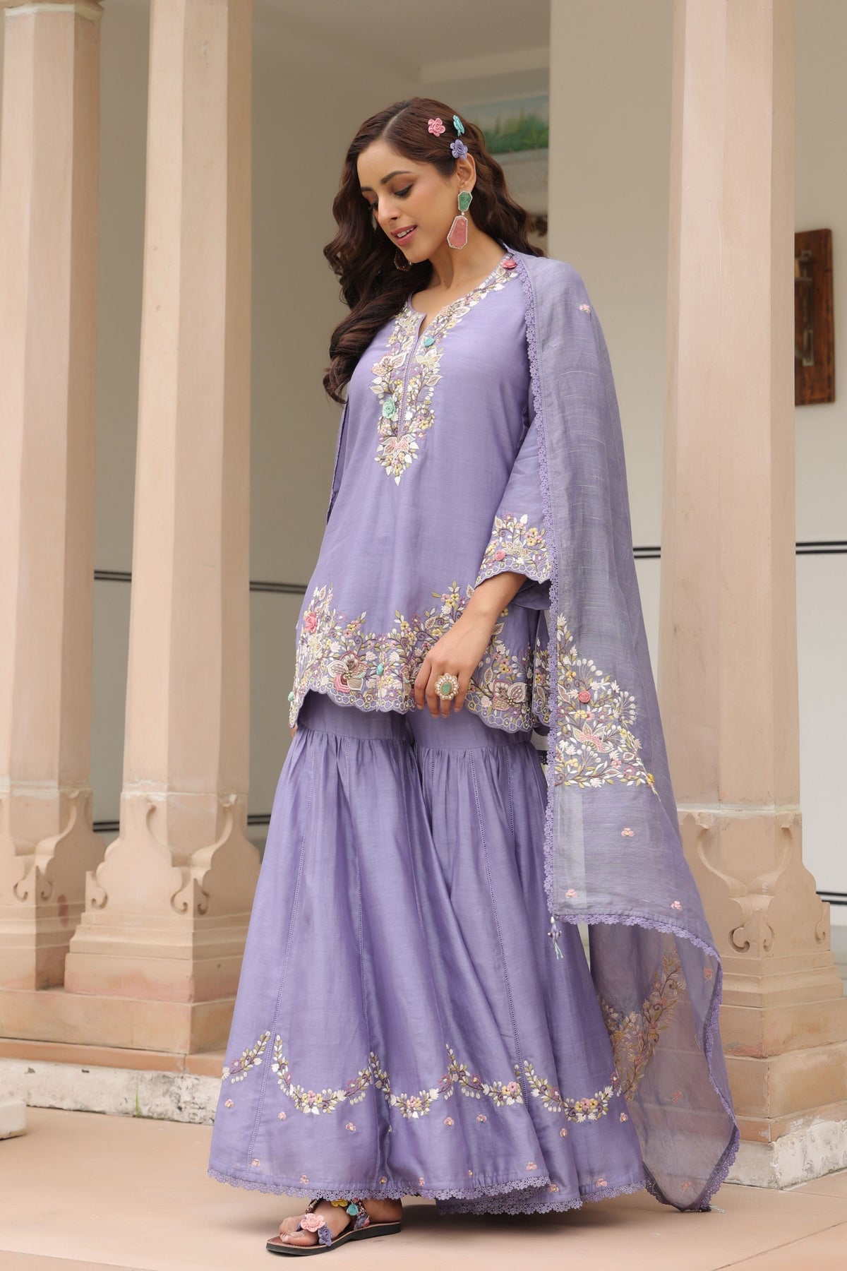 Gulzar Lilac Sharara Set