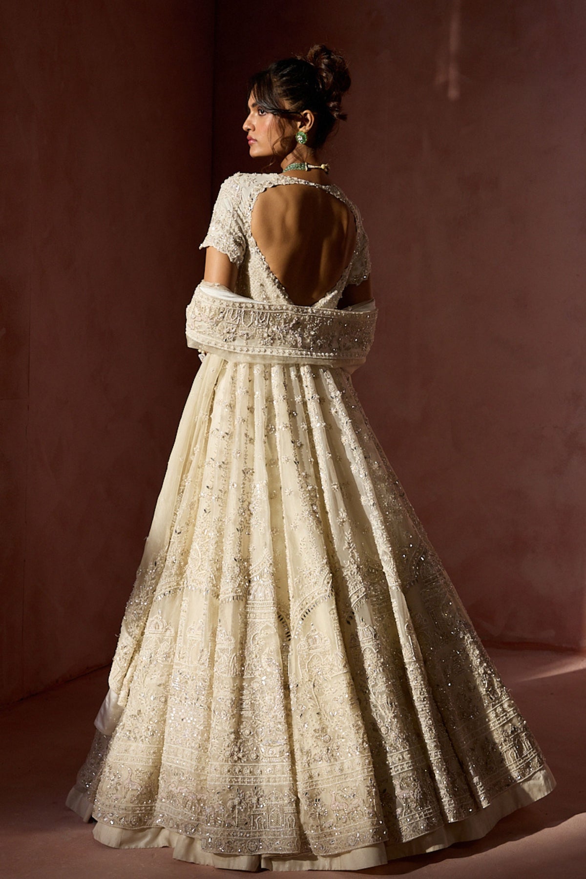 Off White Kalidar Lehenga Set