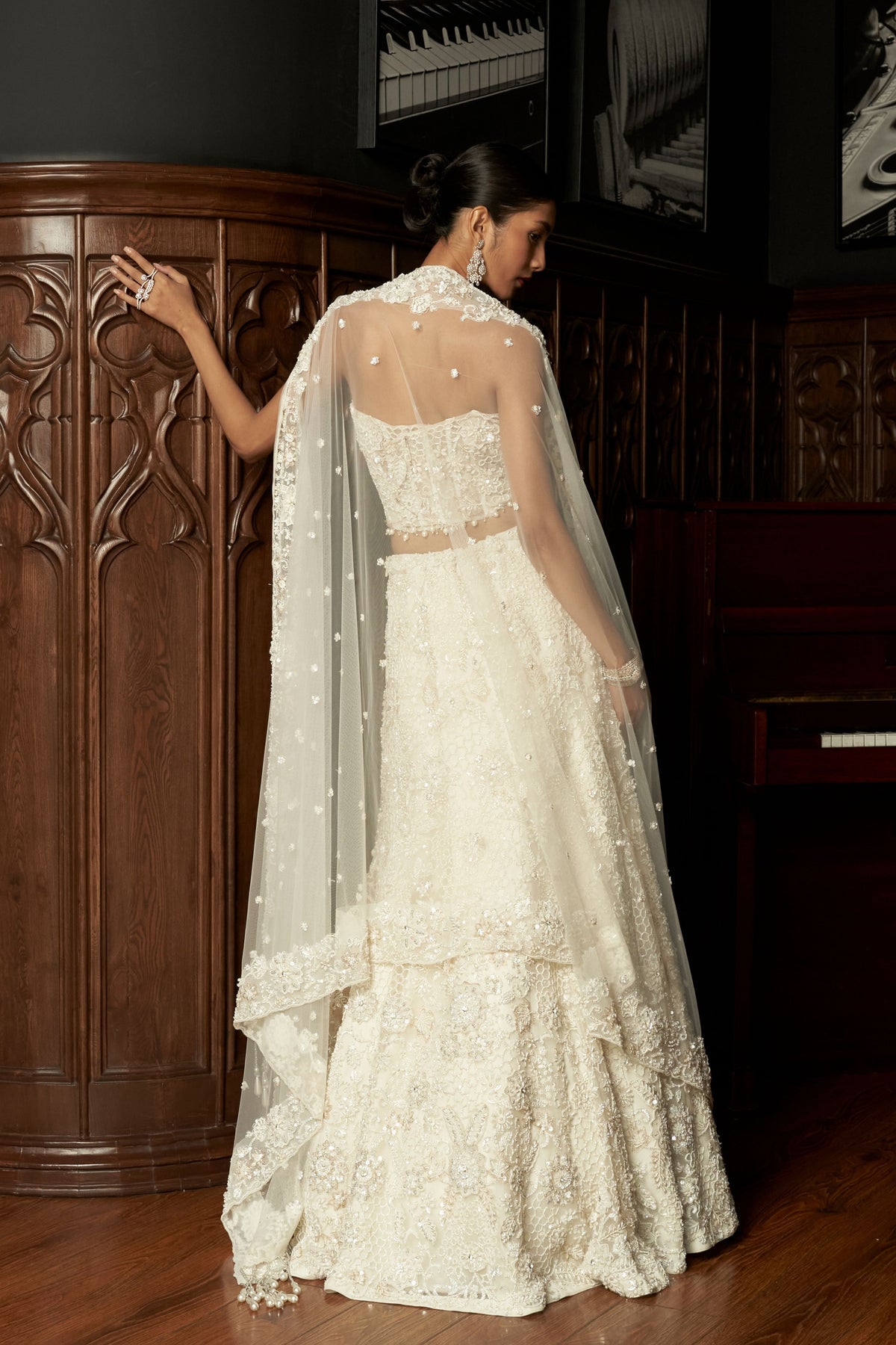 Ivory Fish Cut Lehenga Set