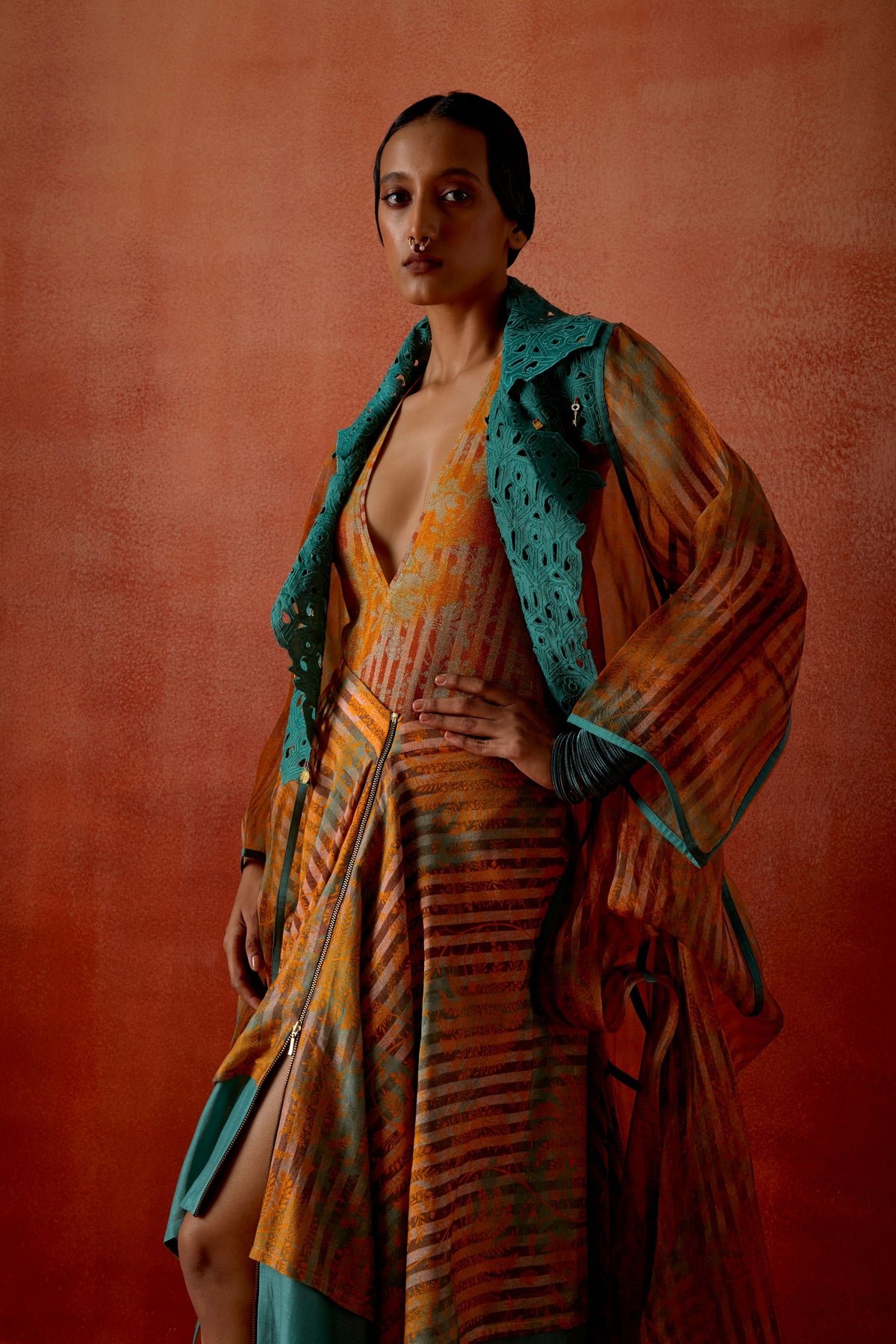 Printed Organza Skirt Set