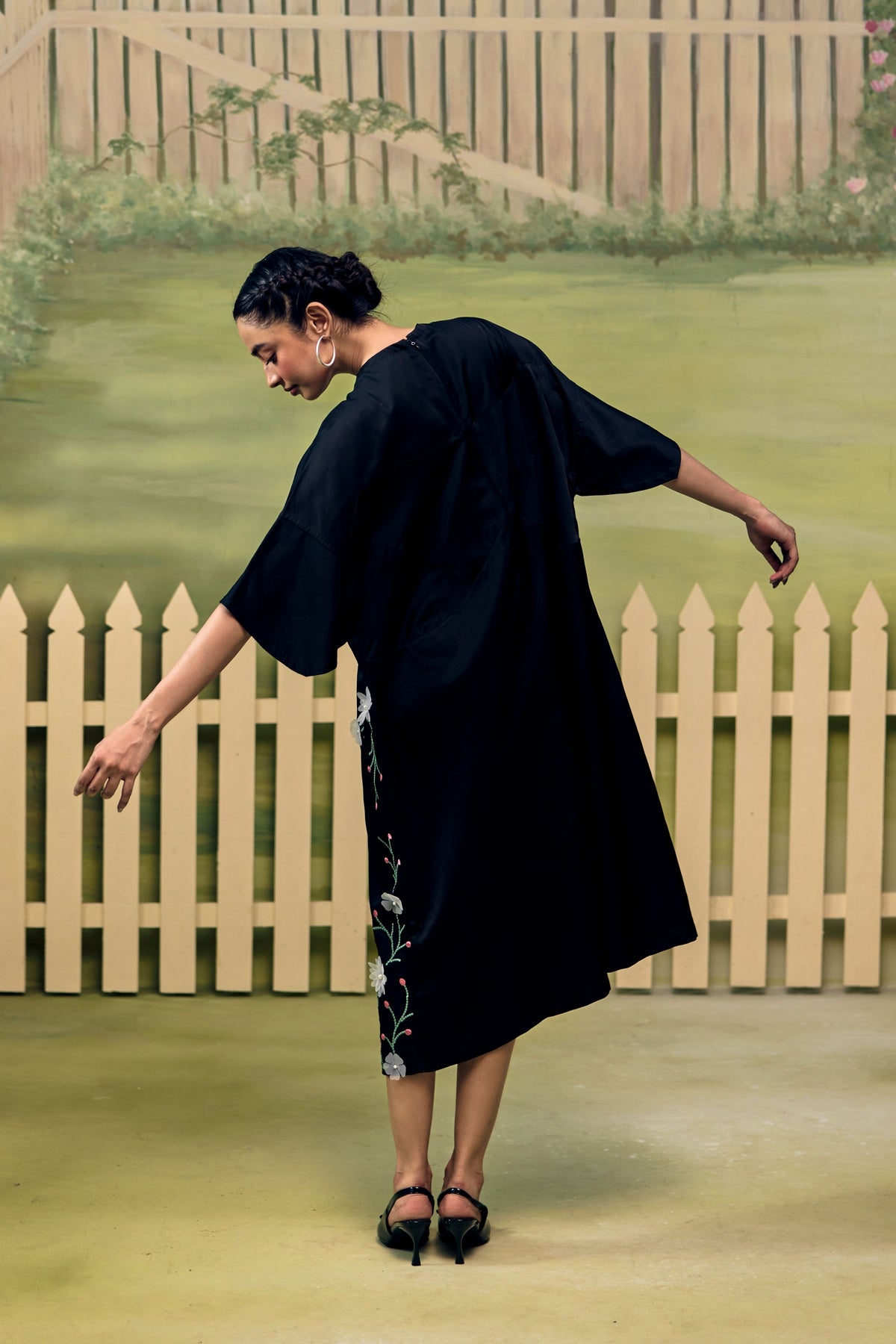 Black Midnight Bloom Shift Dress
