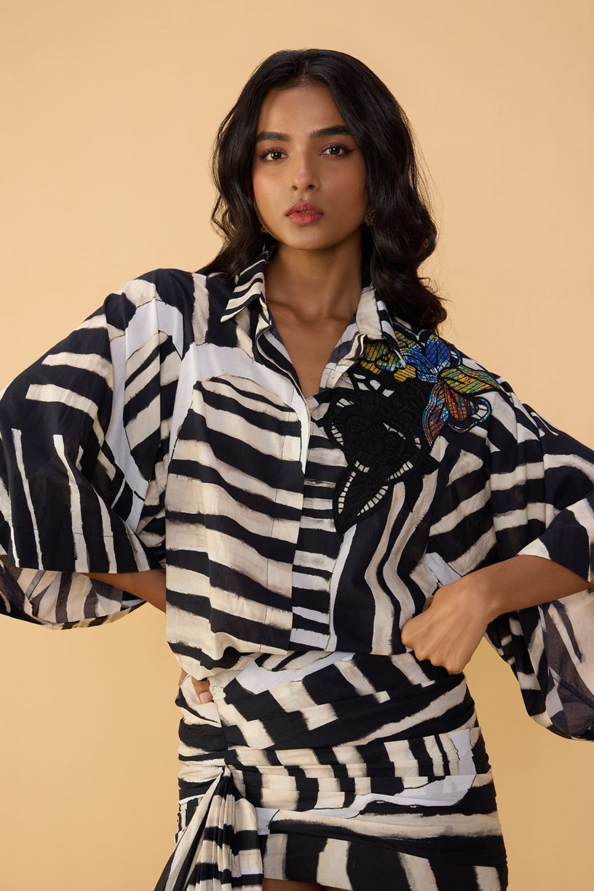 Abstract Stripe Print Shirt