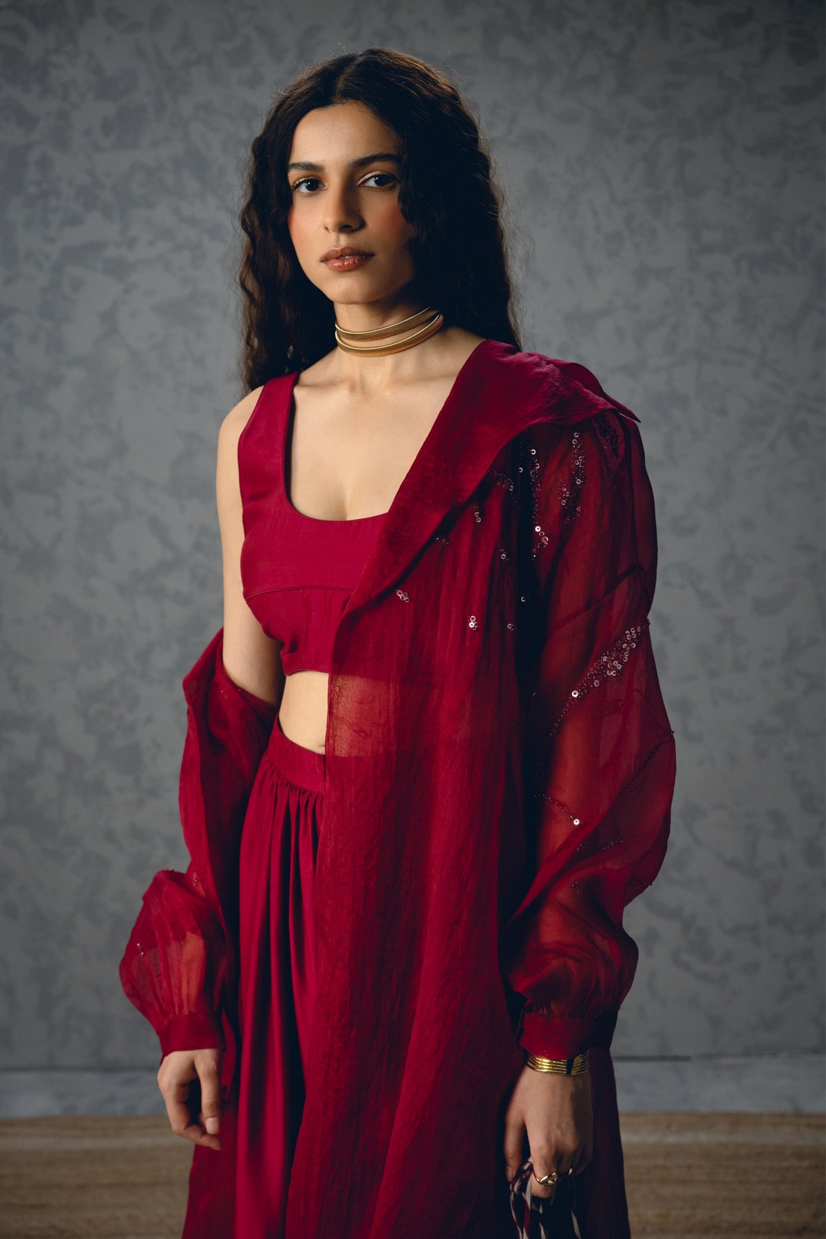Nami Maroon Jacket Set