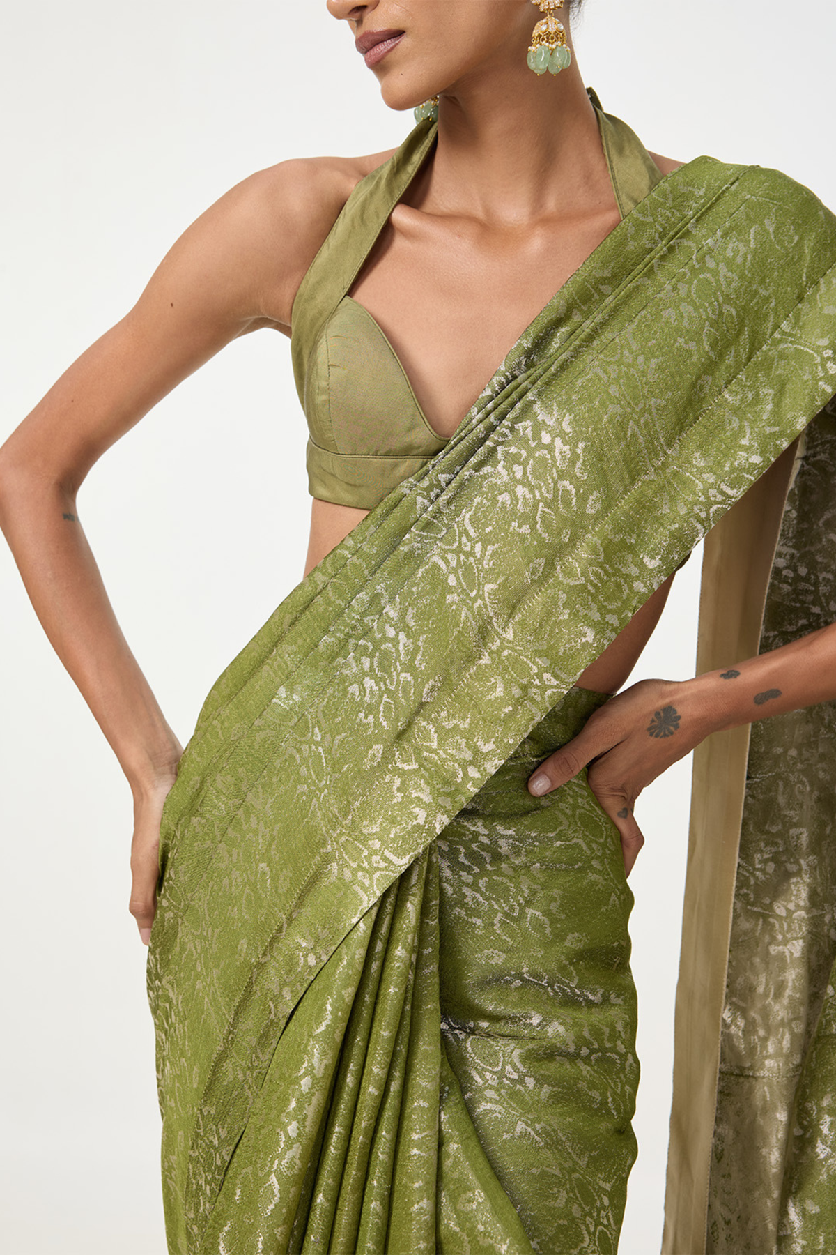 Sage Green Tissue Saree